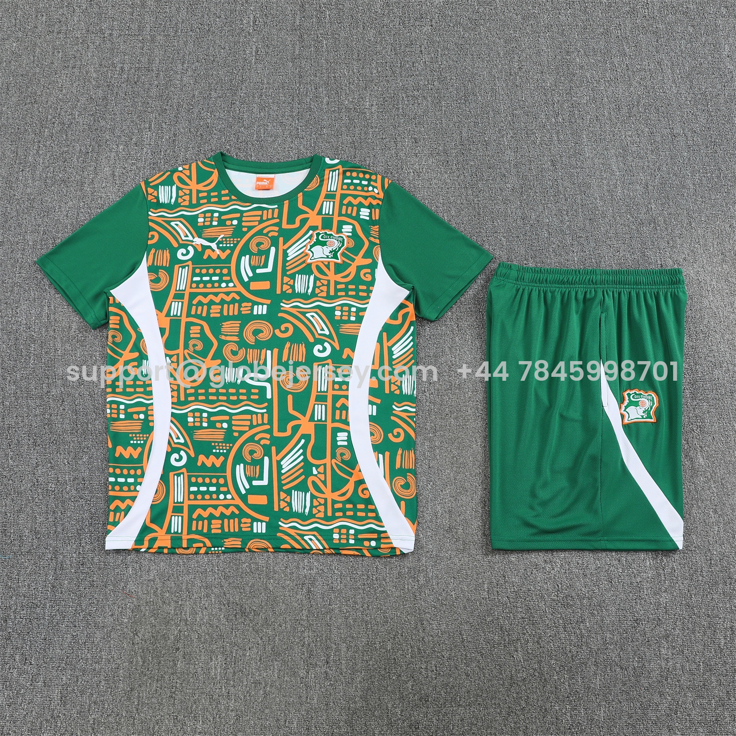 GlobeJersey-Ivory Coast 2026 Short-Sleeve Training Set - Green Top and Shorts