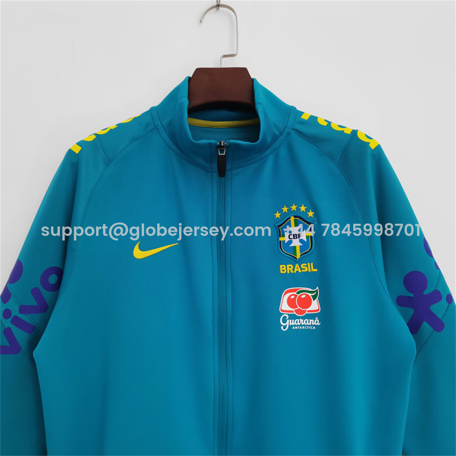GlobeJersey-Retro Brazil 2022 Lake Blue Windbreaker