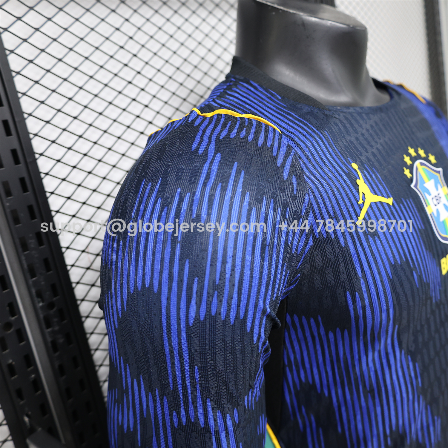 GlobeJersey-Brazil 2026 Away Blue Long Sleeves Jersey - Player Version