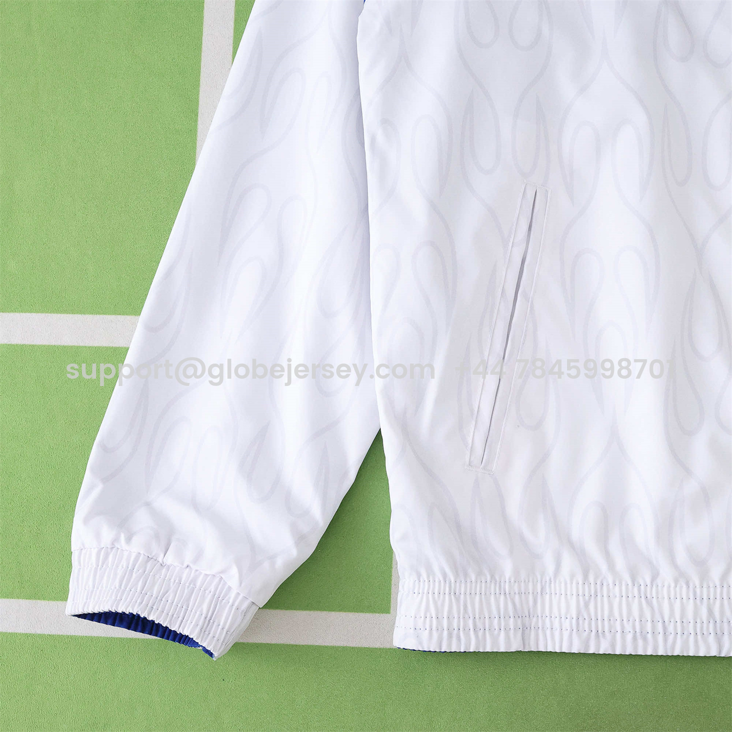 GlobeJersey-Retro Japan 1998 Throwback Double Sided Reversible Windbreaker - White & Blue