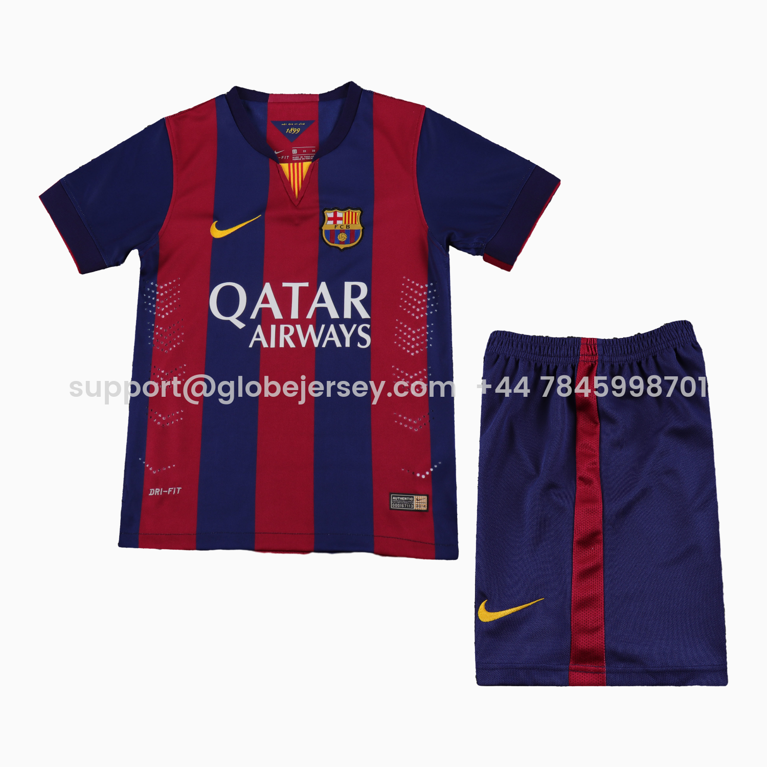 GlobeJersey-Retro Barcelona 2014-15 Home Kids Kit
