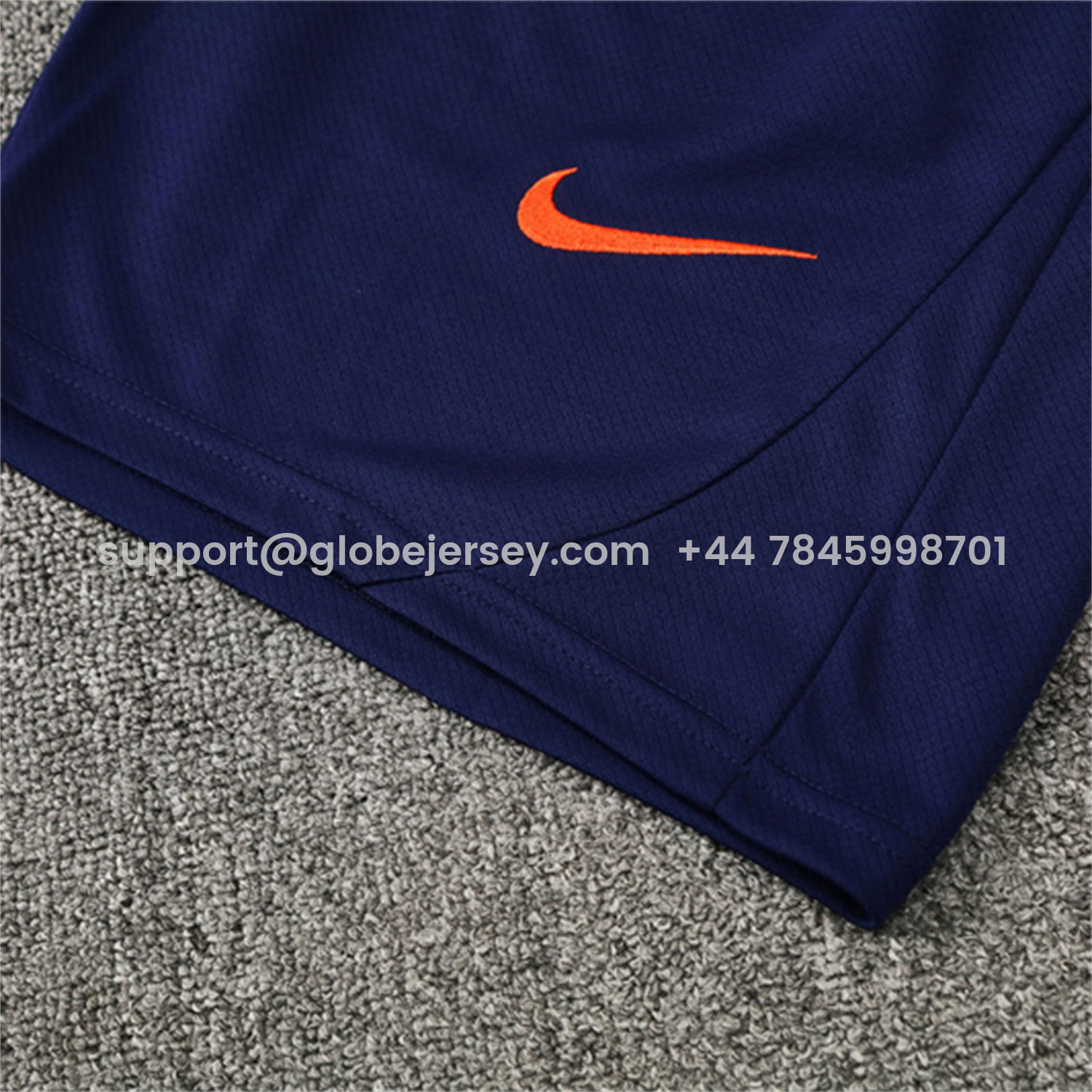 GlobeJersey-Barcelona 25-26 Kids Short-Sleeve Training Set - Orange Top Royal Blue Sponsor & Royal Blue Shorts