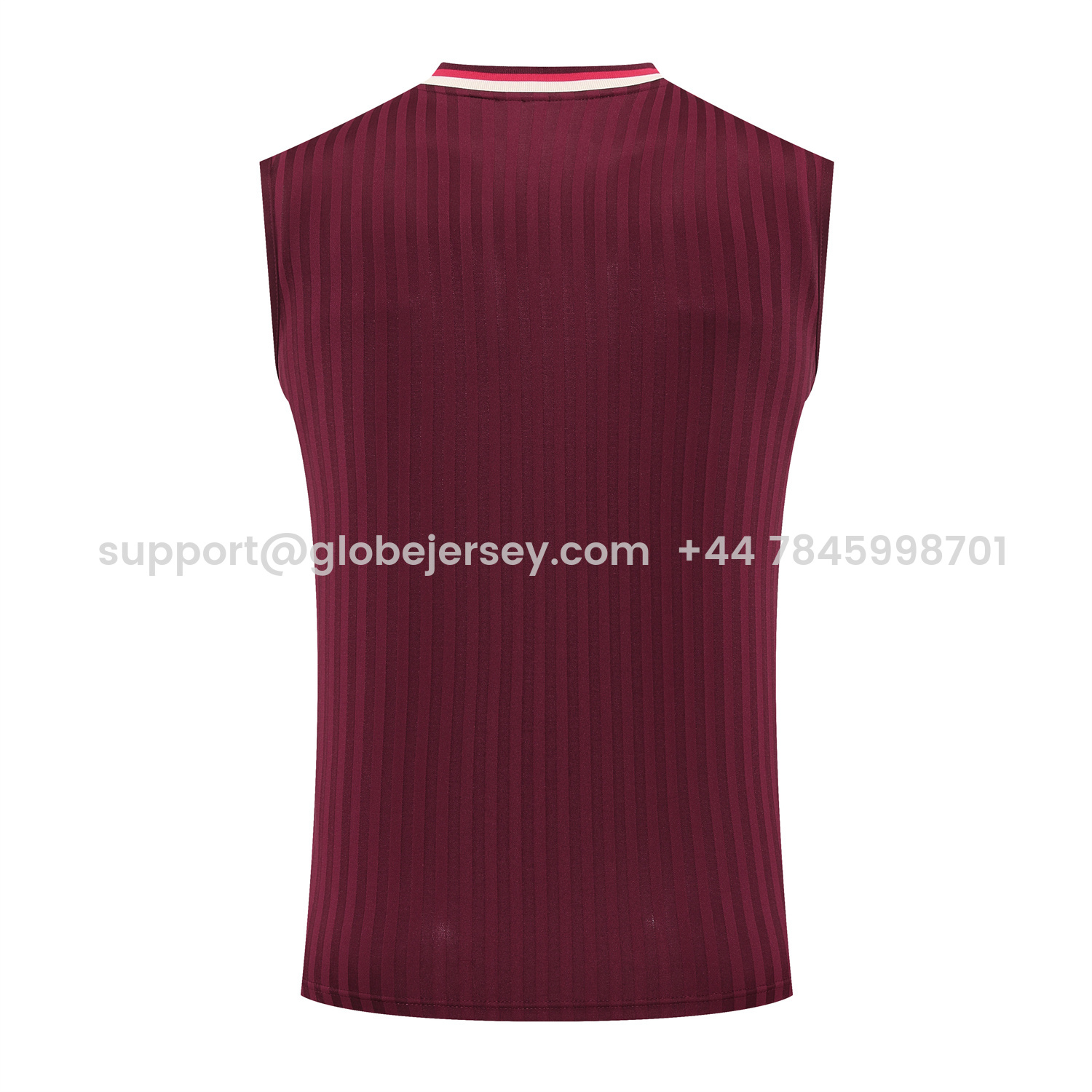 GlobeJersey-Bayern Munich 25-26 Vest Training Set - Wine Red Lines Vest & Wine Red Lines Shorts