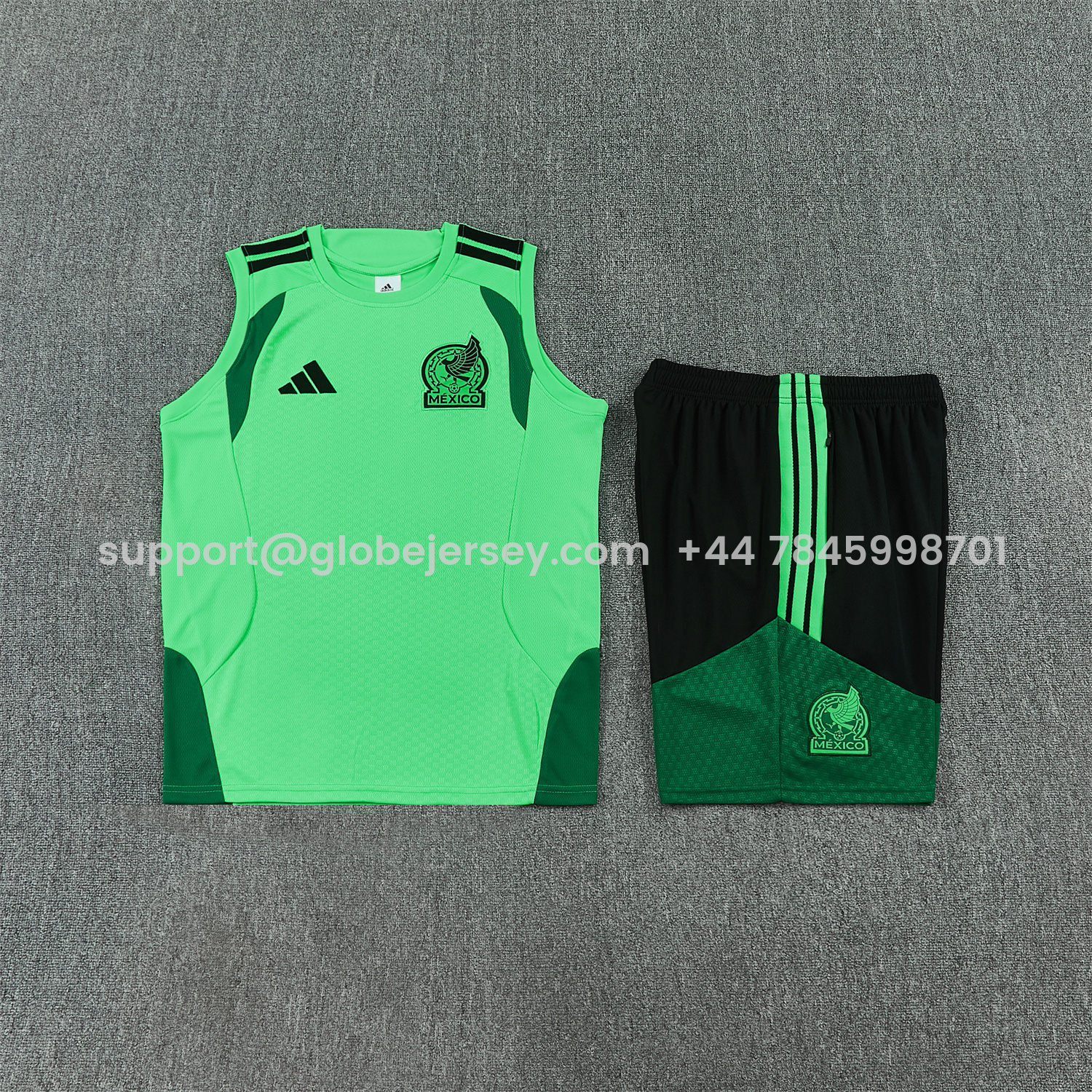 GlobeJersey-Mexico 2026 Vest Training Set - Green Vest and Black Shorts
