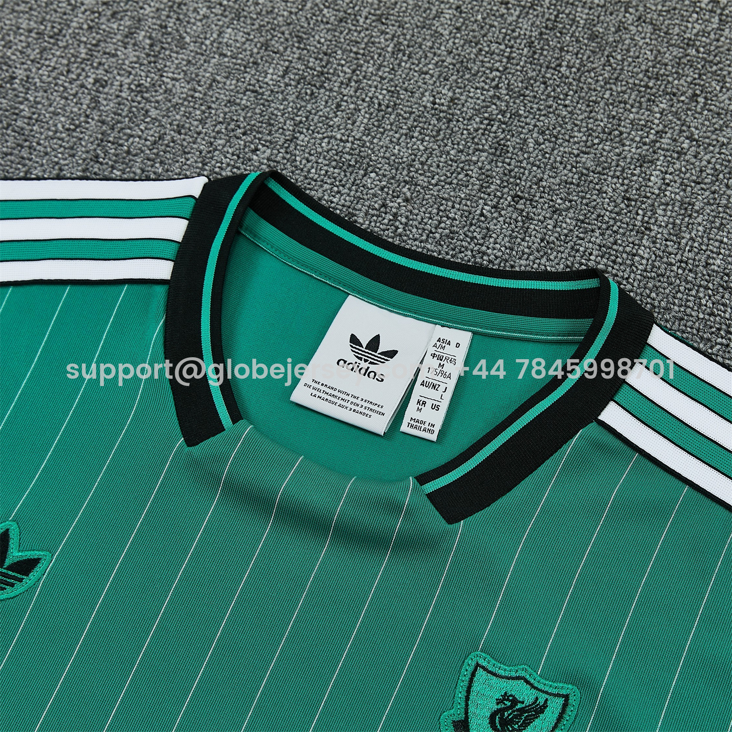 GlobeJersey-Liver.pool 25-26 Retro Style Vest Training Set - Green With White Stripes Top & Pants