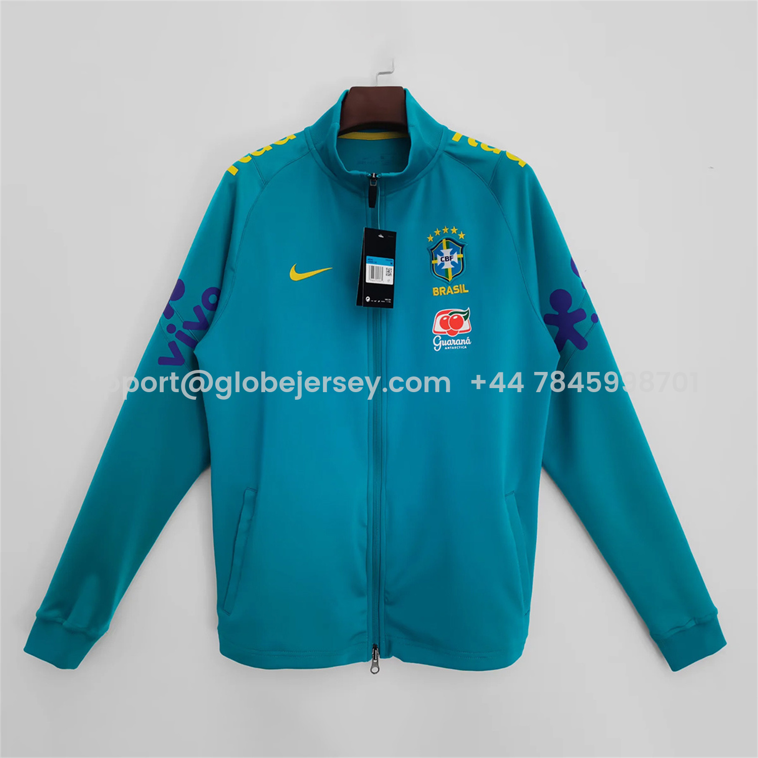 GlobeJersey-Retro Brazil 2022 Lake Blue Windbreaker
