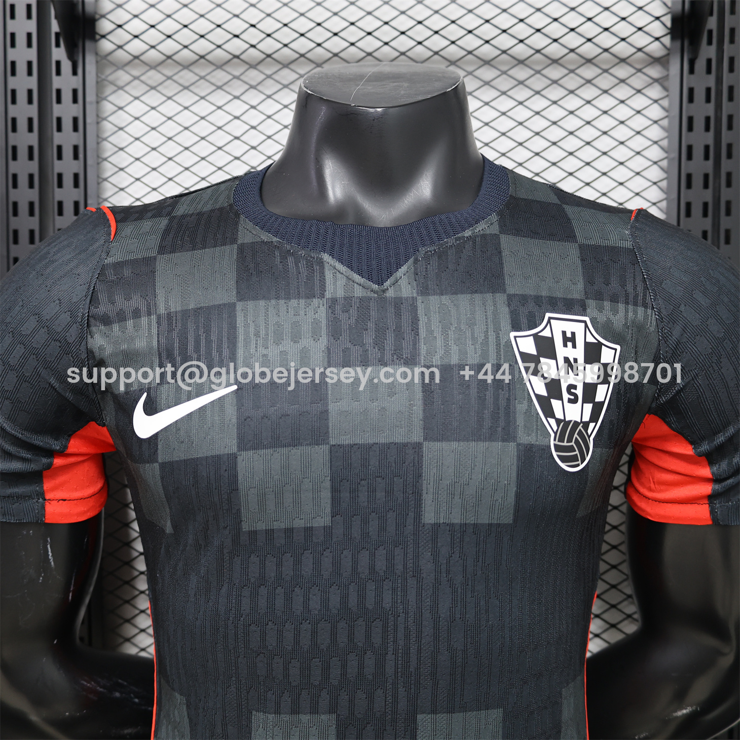 GlobeJersey-Croatia 2026 Dark Gray Checkered Pattern Checkerboard Special Edition Jersey - Player Version