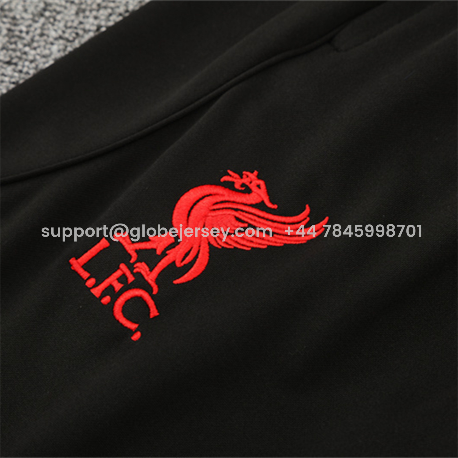 GlobeJersey-Liver.pool 25-26 Kids Long Sleeve Training Set - Red Top & Black Pants