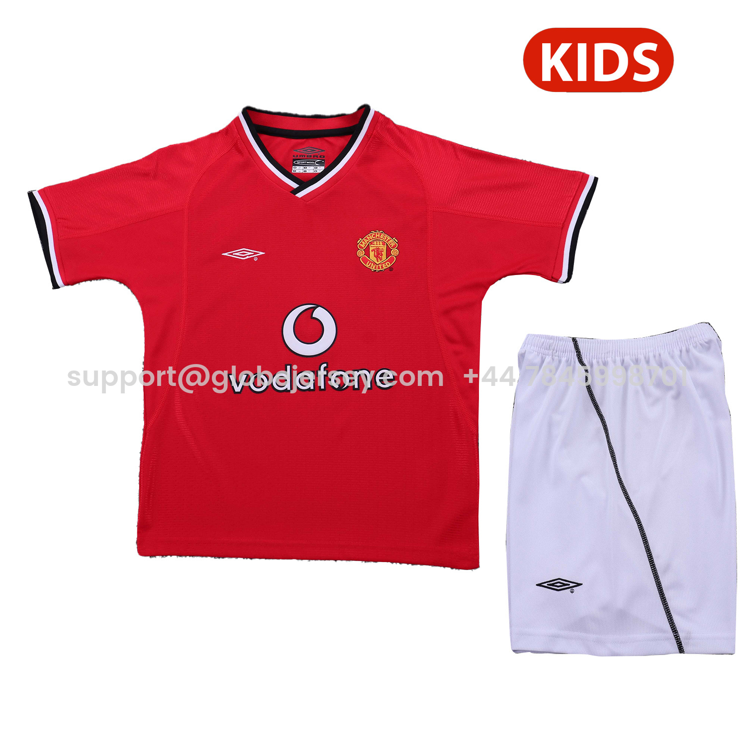 GlobeJersey-Retro Manchester United 2000-02 Home Kids Kit