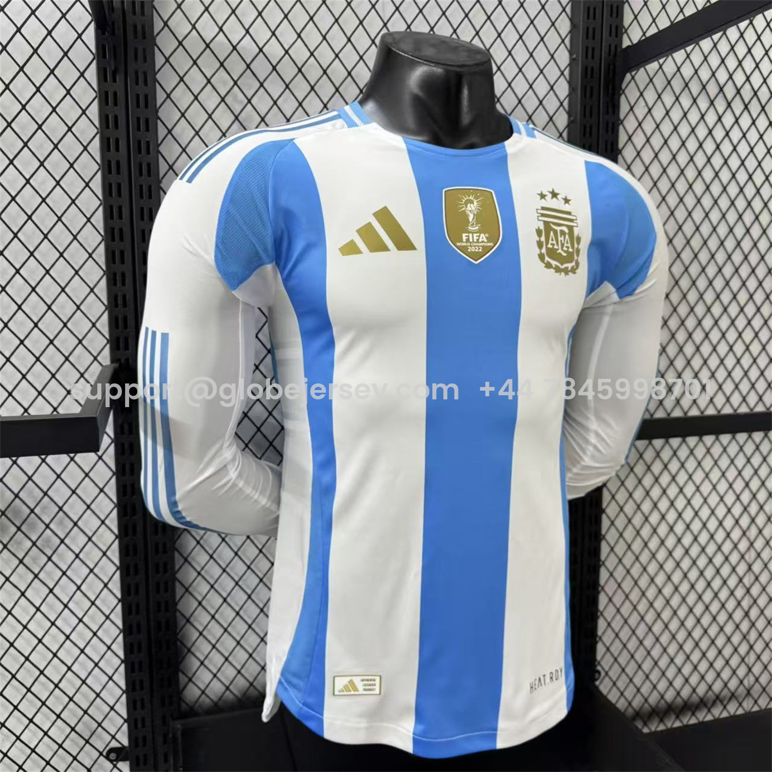GlobeJersey-Argentina 2024 Home Long Sleeves Jersey - Player Version