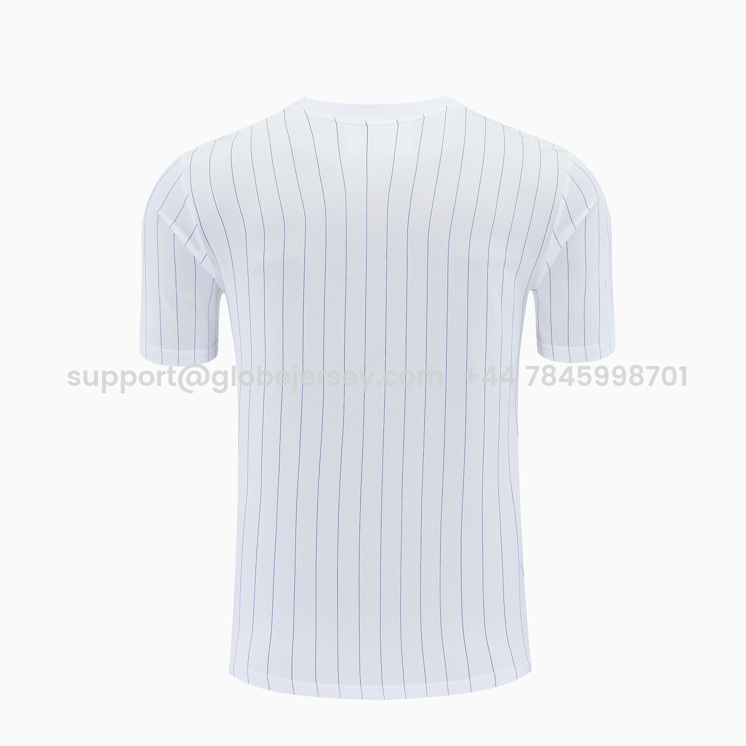 GlobeJersey-C.H.E.L.S.E.A 25-26 Retro Style Short-Sleeve Training Set - White Top & Blue Stripes Pants