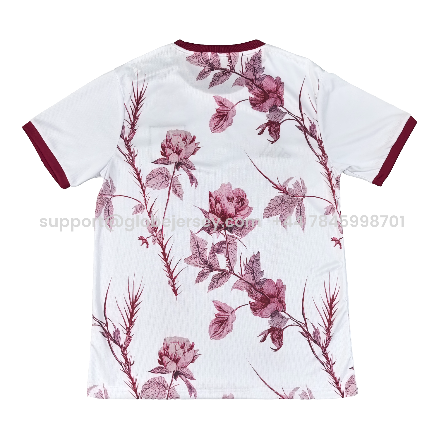 GlobeJersey-Japan 25-26 Red Flowers White Jersey - Fans Version