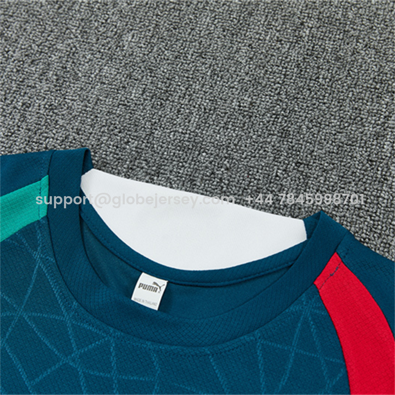 GlobeJersey-Portugal 2026 Short-Sleeve Training Set - Dark Teal With Red And Light Teal Accents Top & Colors Pants