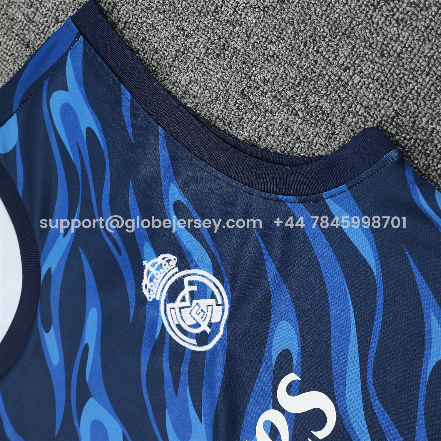 GlobeJersey-Real Madrid 25-26 Vest Training Set - Blue Water Pattern Top & Deep Blue Shorts