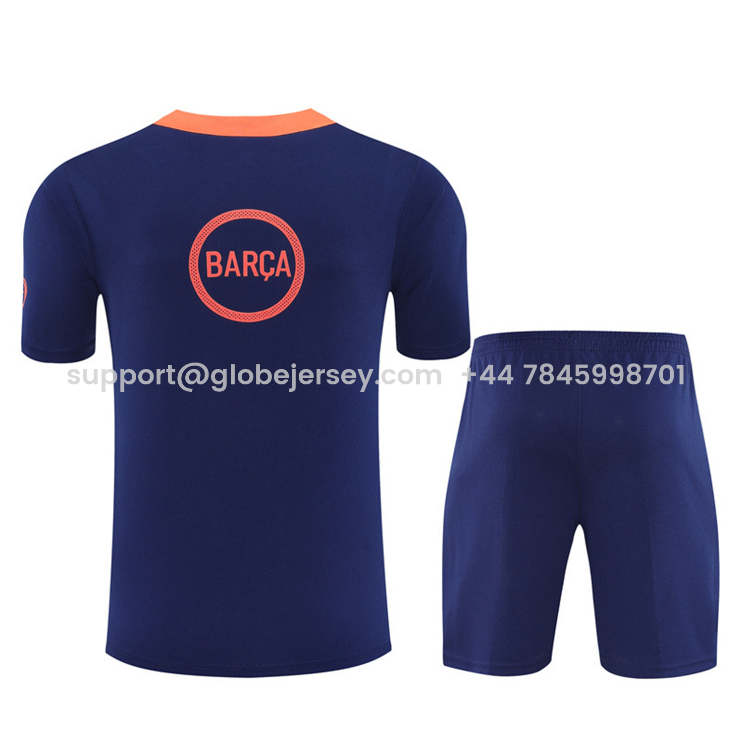 GlobeJersey-Barcelona 25-26 Short-Sleeve Training Set - Red Blue Line Top & Blue Shorts