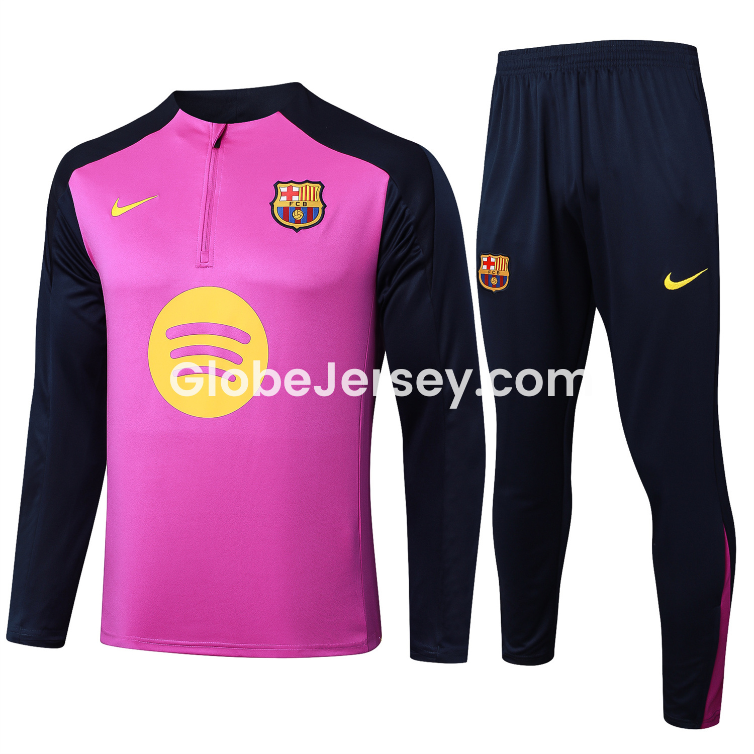 GlobeJersey-Barcelona 25-26 Long Sleeve Training Set - Purple Top and Deep Blue Pants