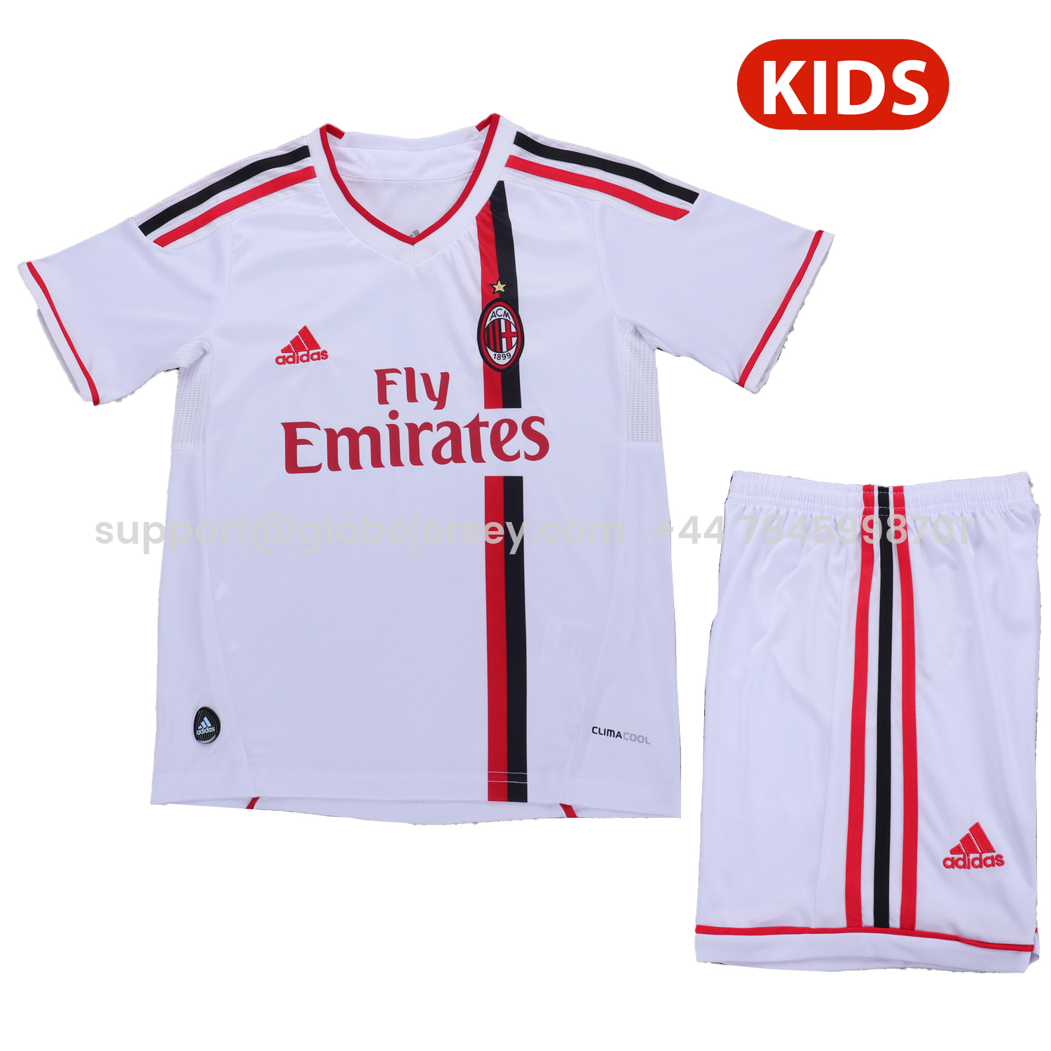 GlobeJersey-Retro AC Milan 2011-12 Away Kids Kit