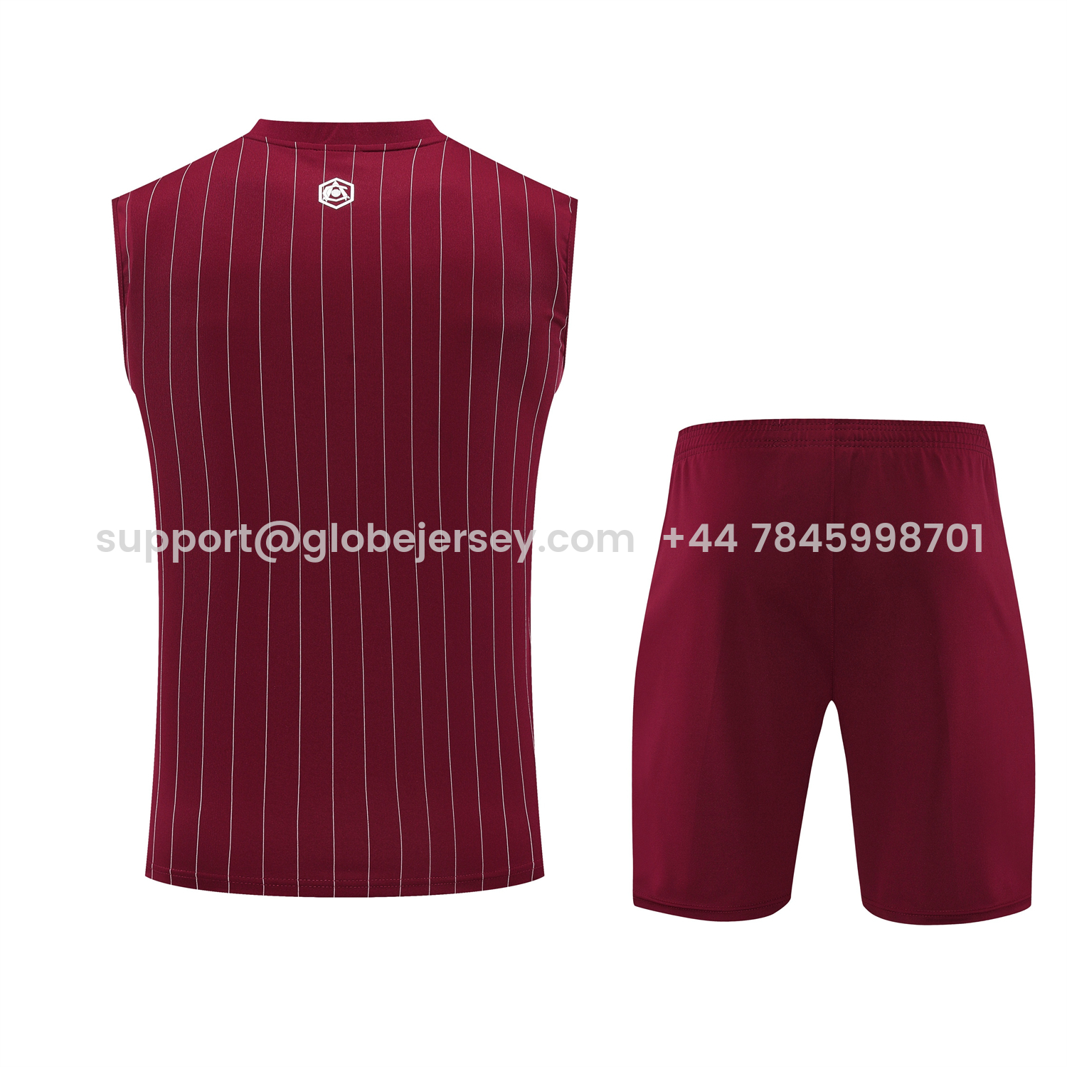 GlobeJersey-Arsenal 25-26 Retro Style Vest Training Set - Burgundy With White Stripes Top & Pants