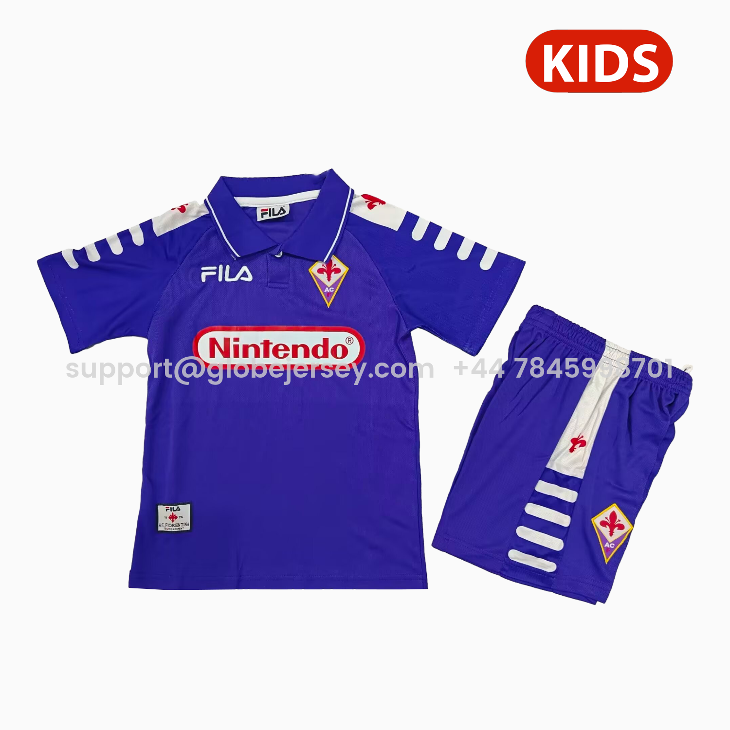 GlobeJersey-Retro Fiorentina 1998-99 Home Kids Kit