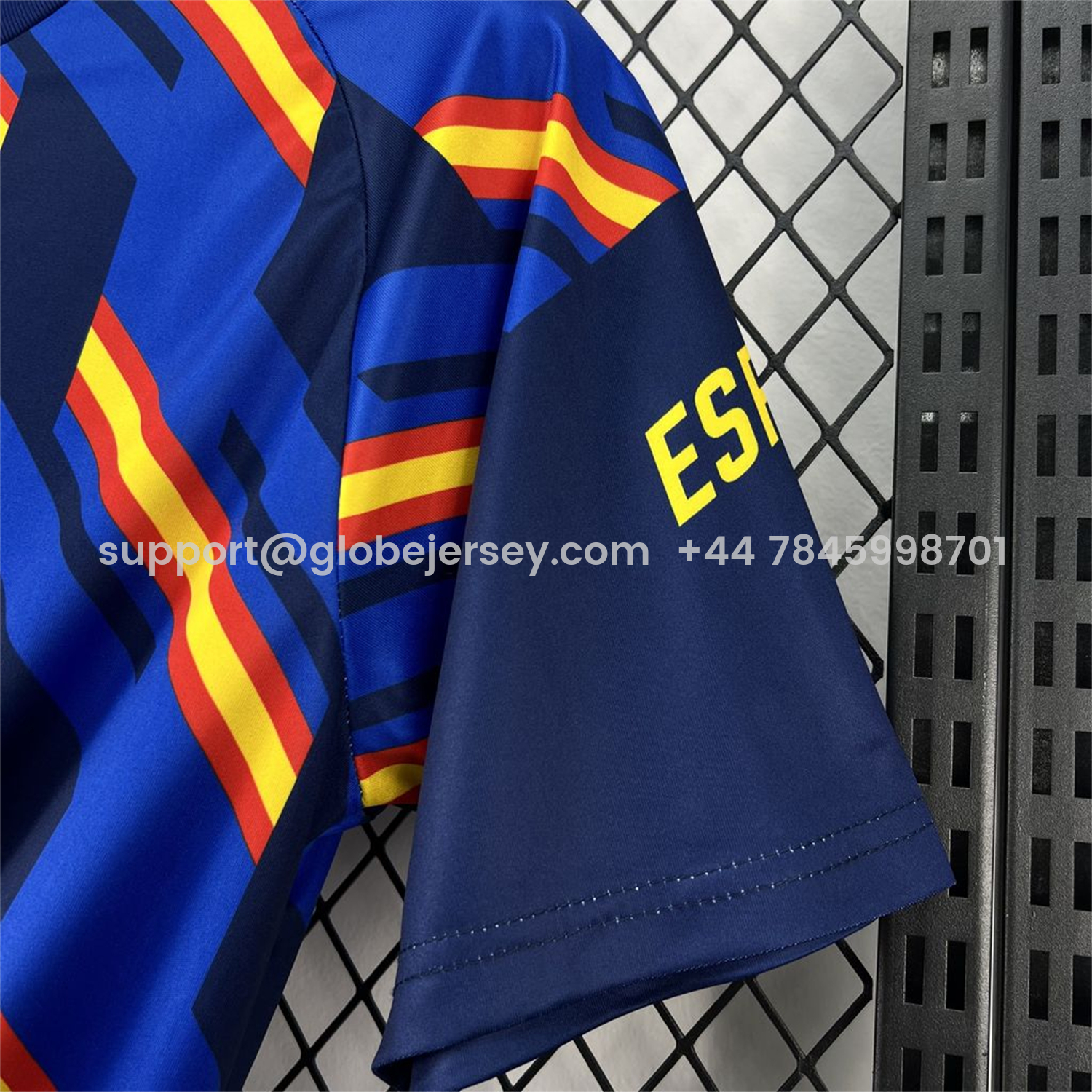 GlobeJersey-Spain 2026 Royal Blue And Yellow Stripes Pre-match Jersey - Fans Version