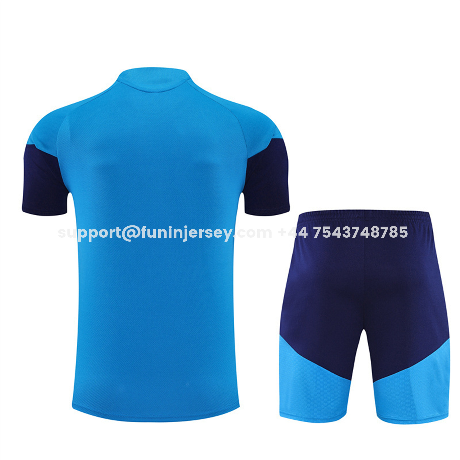 Funinjersey-Spain 2026 Short-Sleeve Training Set - Lake Blue Top & Shorts
