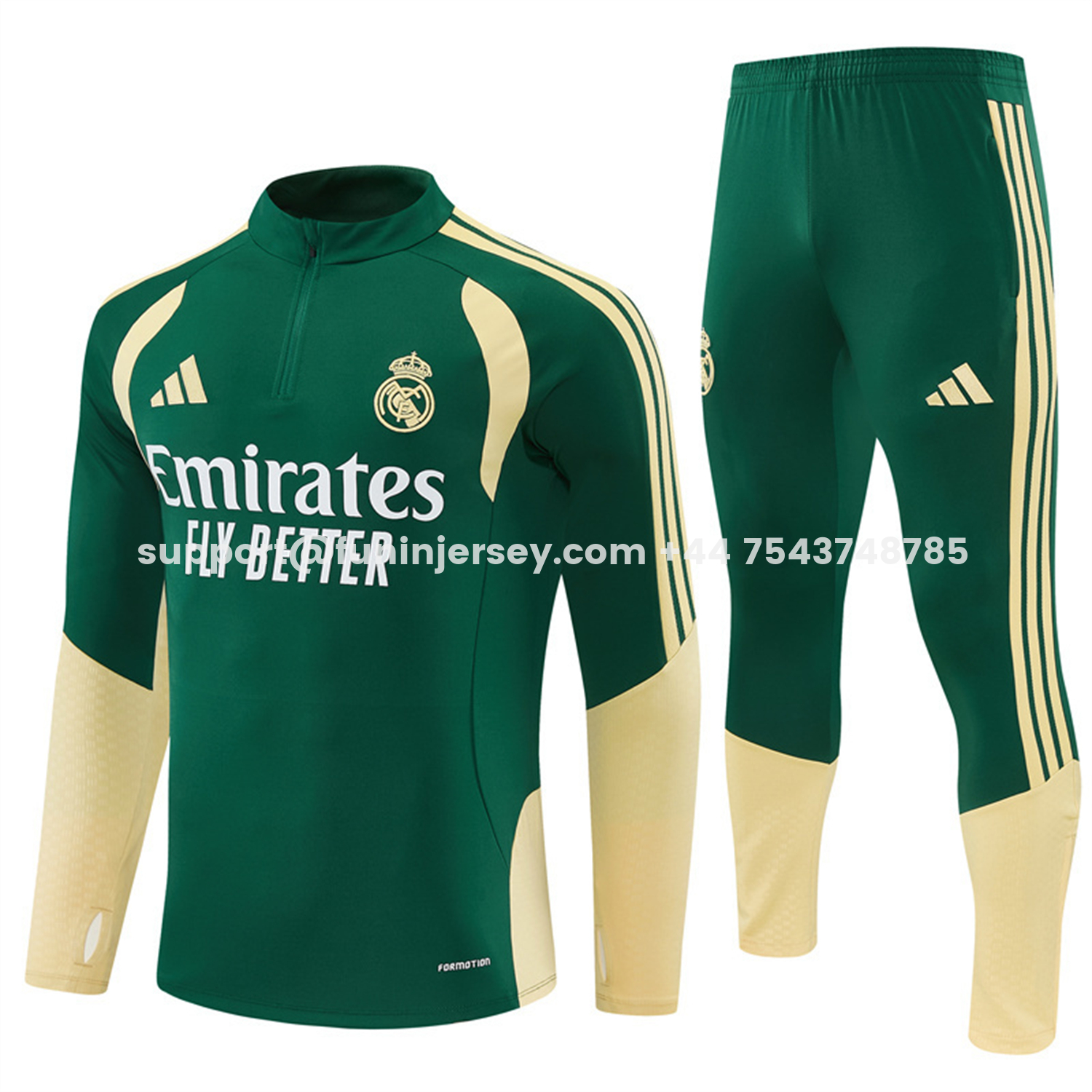 Funinjersey-Real Madrid 26-27 Long Sleeves Training Set - Green Top And Green Pants