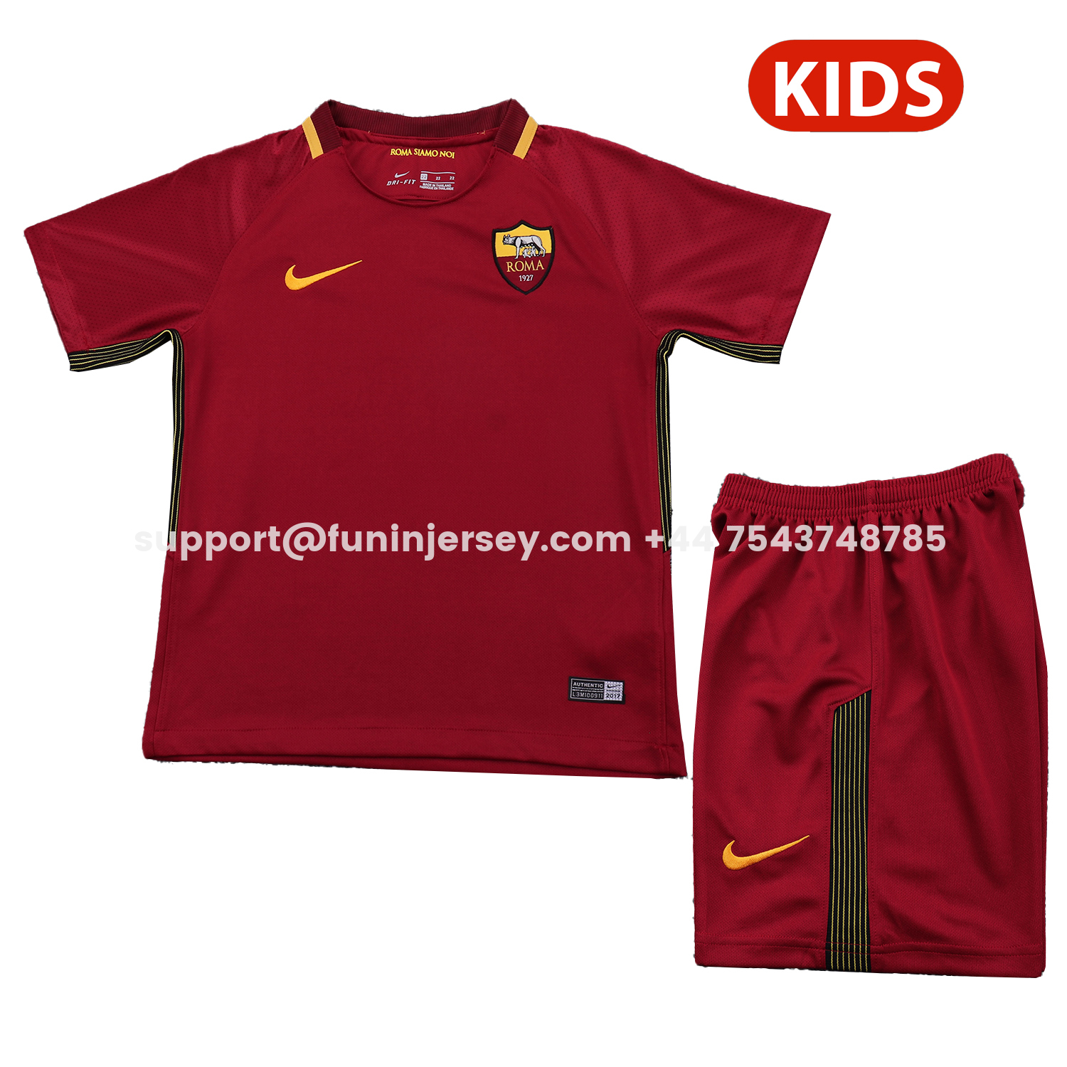 Funinjersey-Retro Roma 2017-18 Home Kids Kit