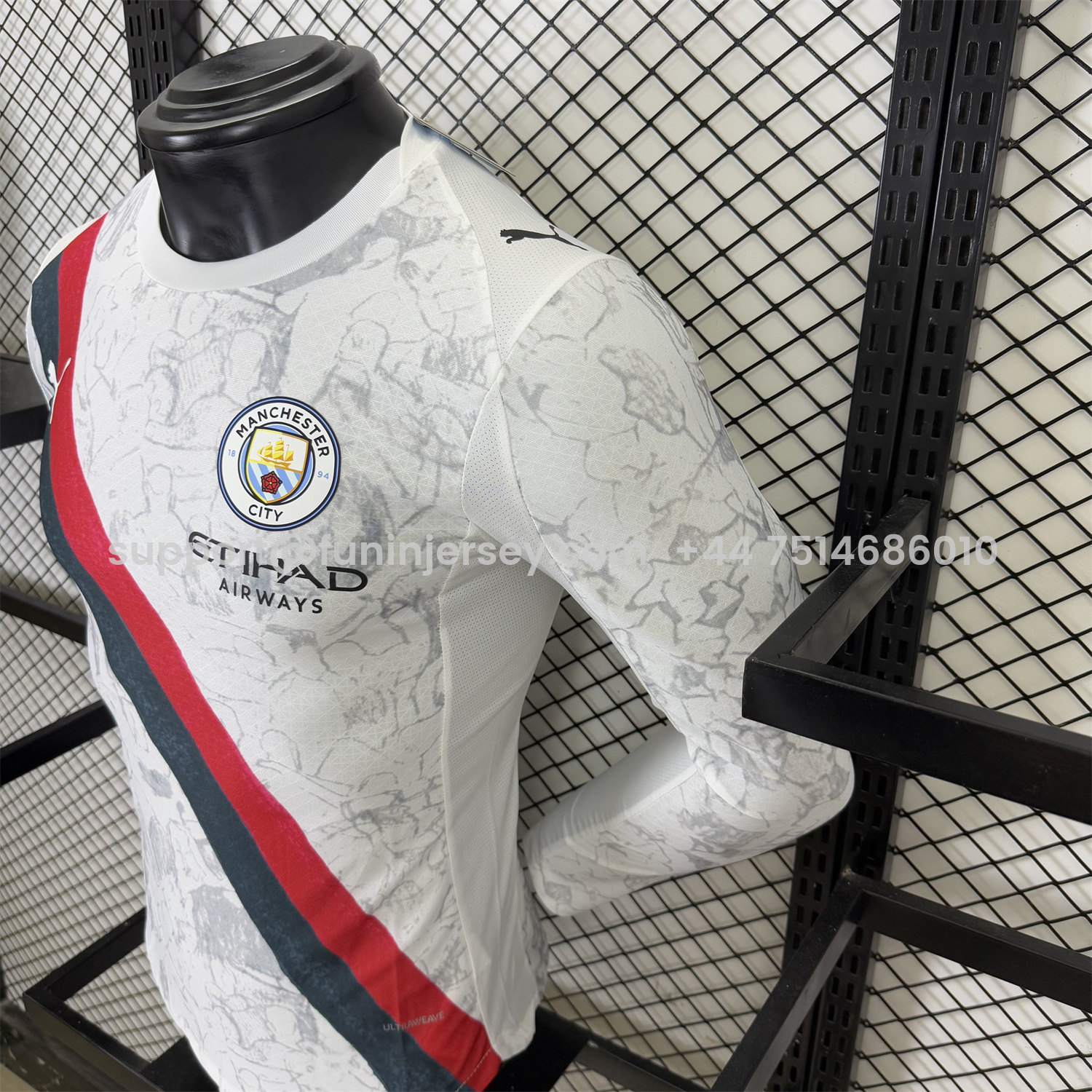 Funinjersey-Manchester City 25-26 KidSuper White Long Sleeves Jersey - Player Version