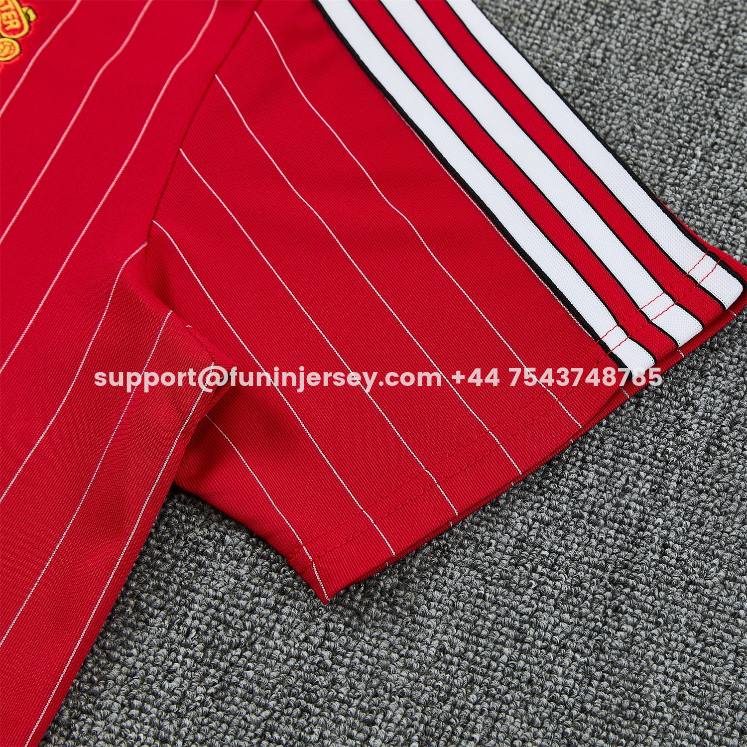 Funinjersey-Manchester United 25-26 Retro Style Short-Sleeve Training Set - Red With White Stripes Top & Pants