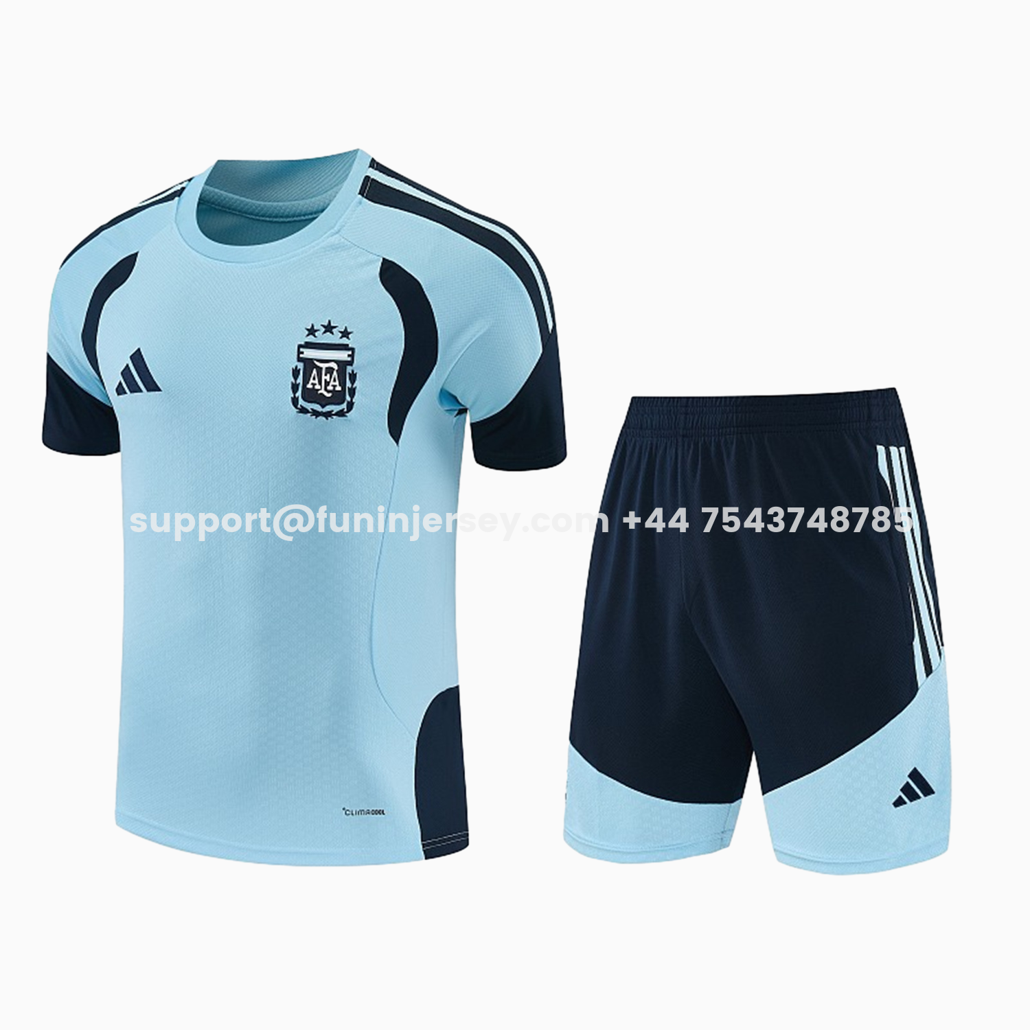 Funinjersey-Argentina 2026 Short-Sleeve Training Set - Light Blue Top & Dark Blue Pants