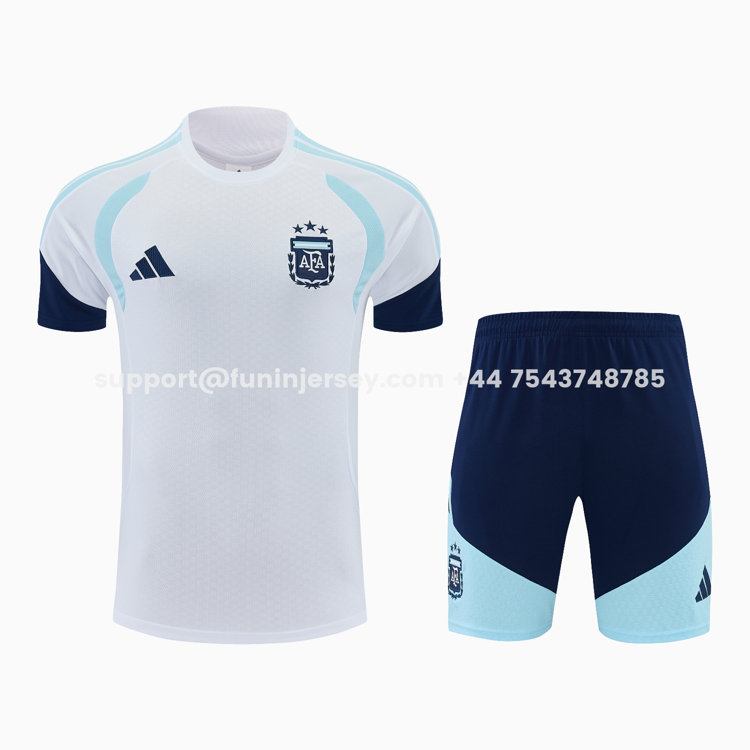 Funinjersey-Argentina 2026 Short-Sleeve Training Set - White Top and Dark Blue Shorts