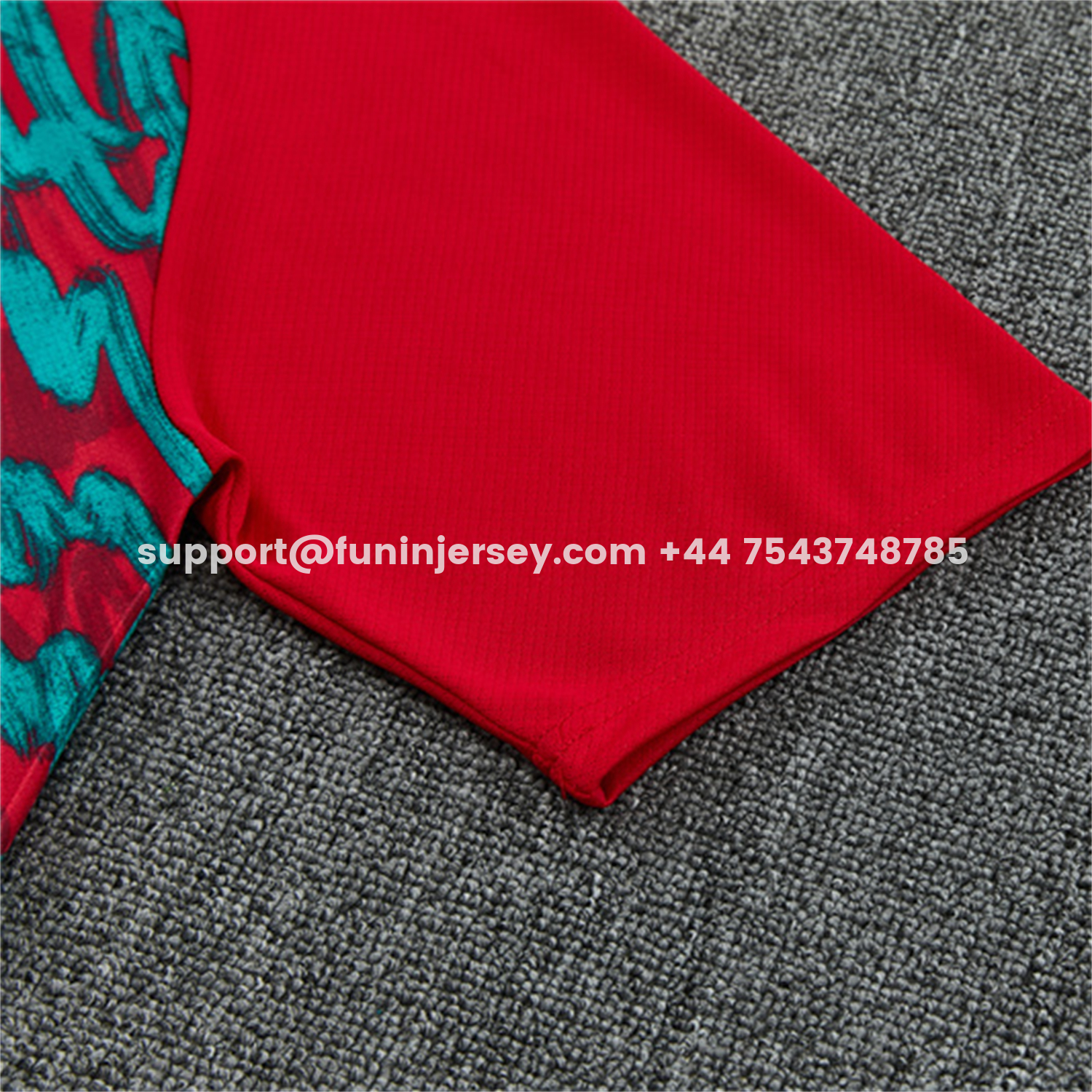 Funinjersey-Portugal 2026 Kids Short-Sleeve Training Set - Red And Turquoise With A Swirling Pattern Top & Pants