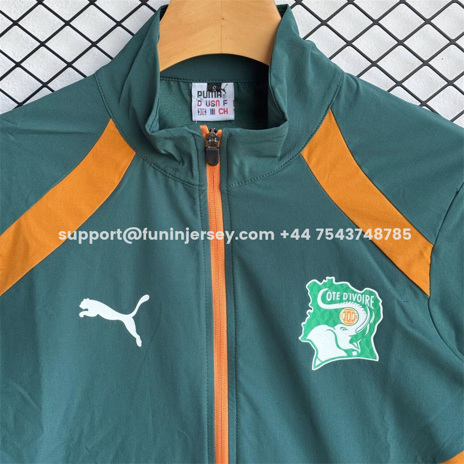 Funinjersey-Ivory Coast 2026 Windbreaker Training Set - Green With Orange Top and Pants