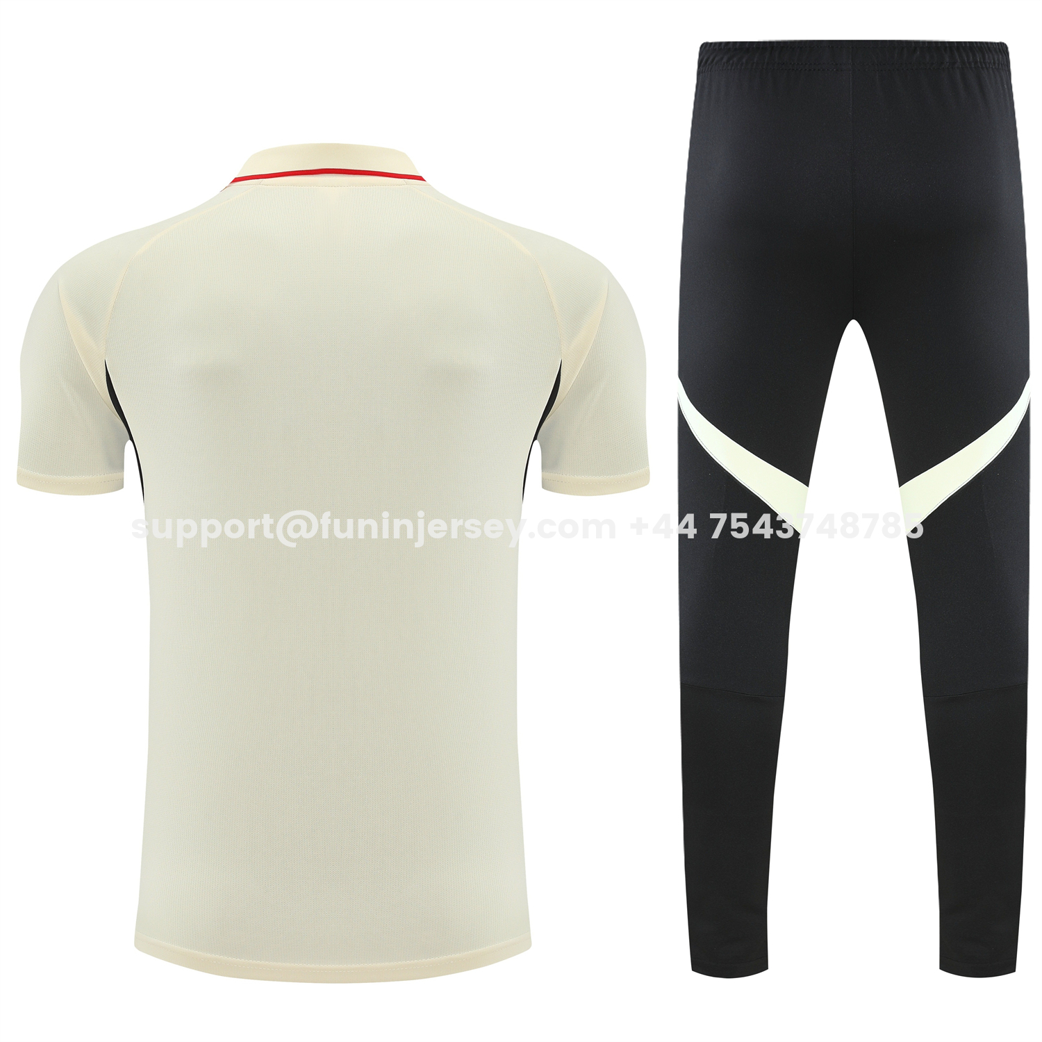 Funinjersey-Liver.pool 25-26 POLO Short-Sleeve Training Set - White Top and Black Pants