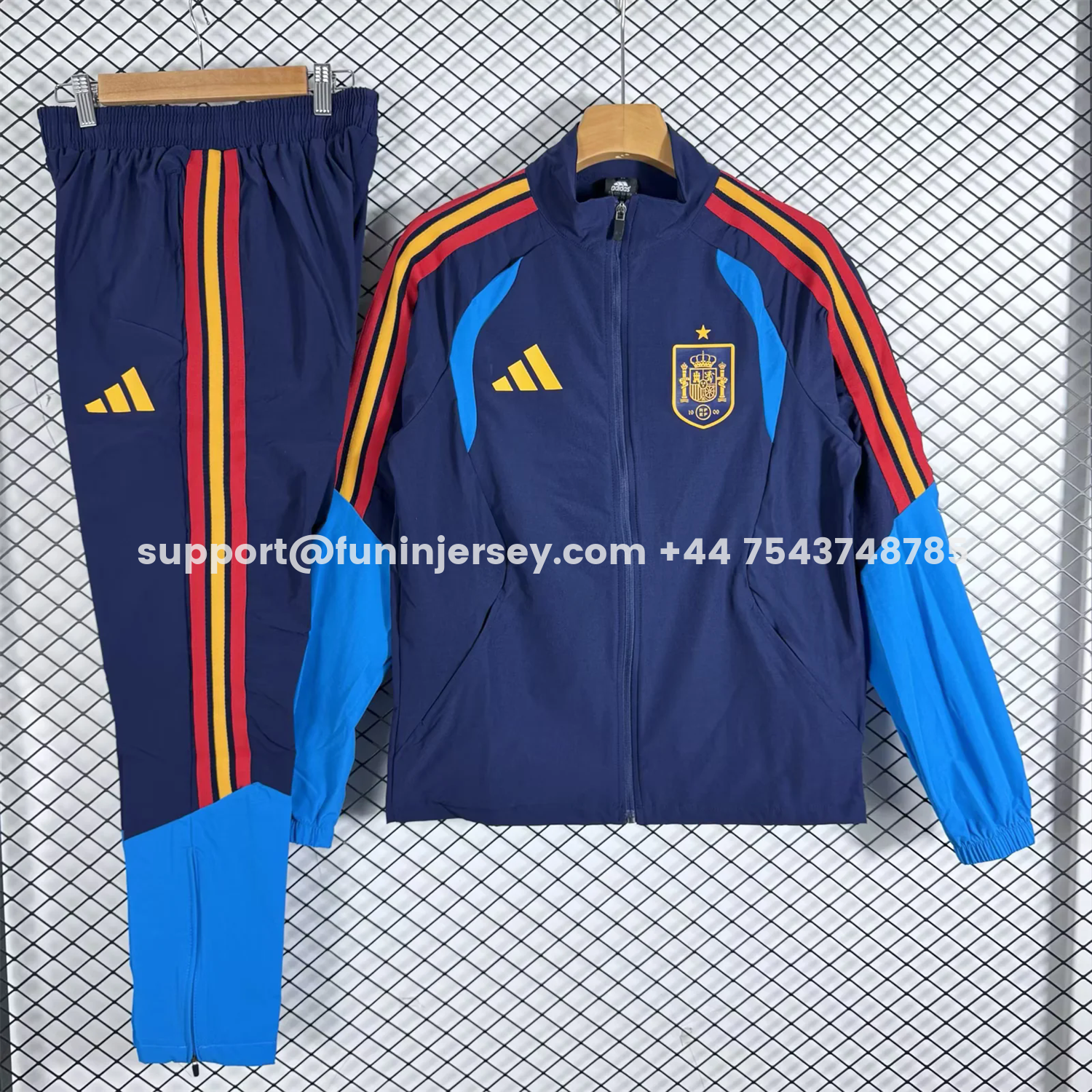 Funinjersey-Spain 2026 Windbreaker Training Set - Blue Top and Pants