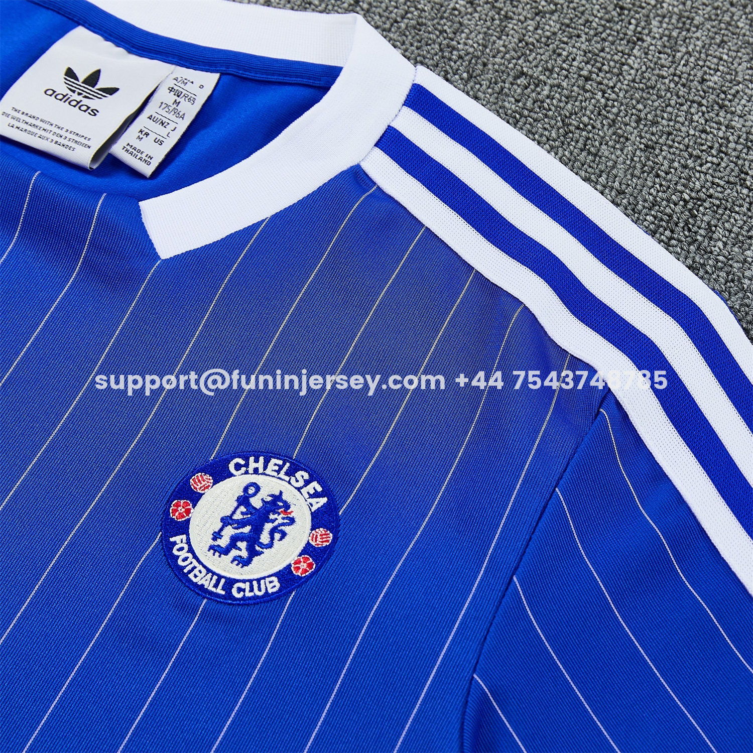 Funinjersey-C.H.E.L.S.E.A 25-26 Retro Style Short-Sleeve Training Set - Blue Top & White Pants