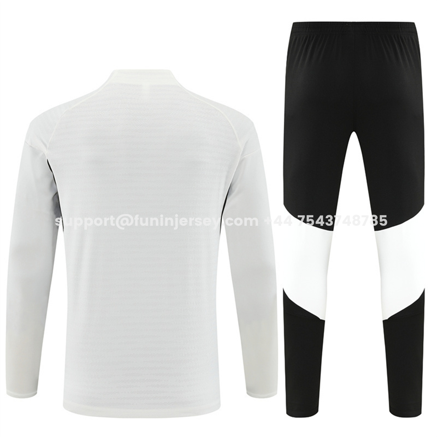 Funinjersey-Liver.pool 25-26 Kids Long Sleeve Training Set - Player Version - White Top & Black Pants