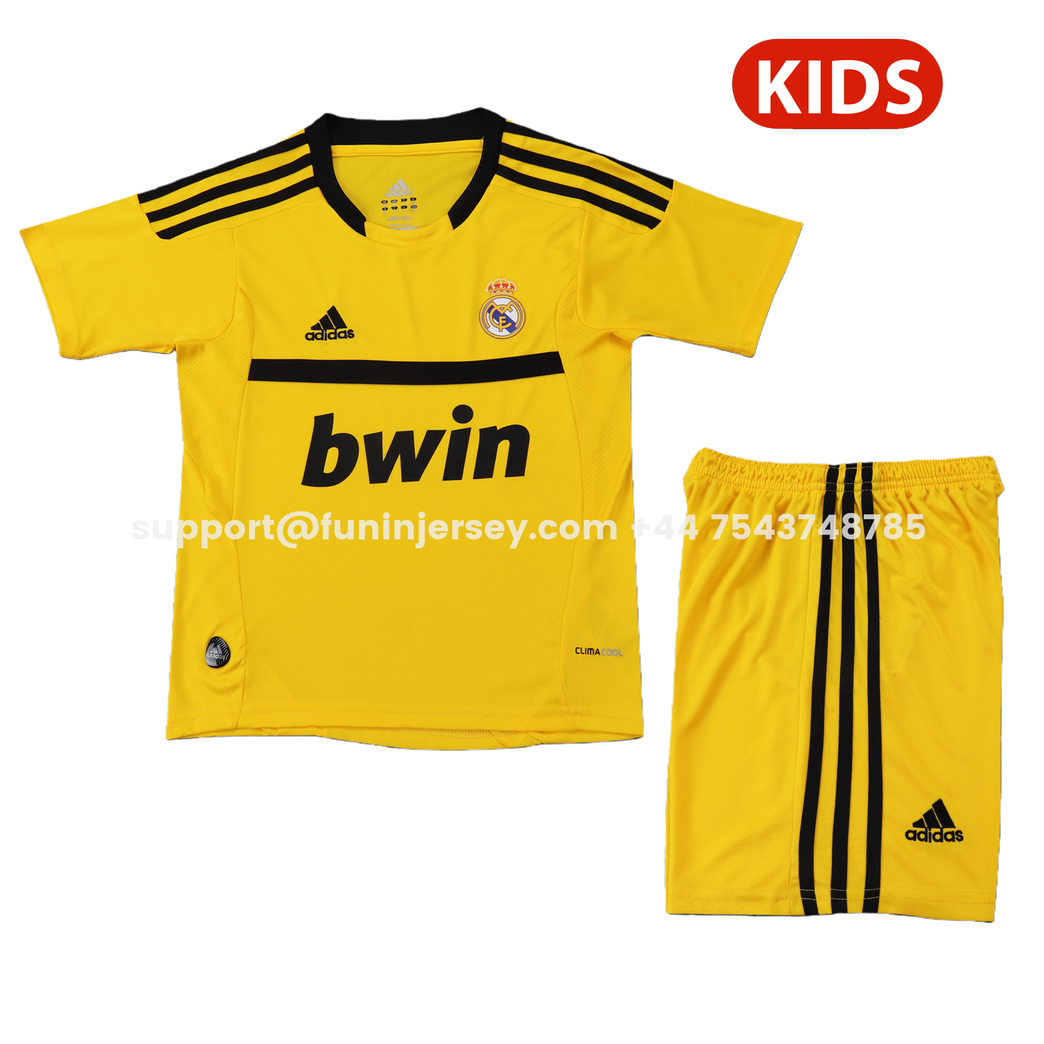 Funinjersey-Retro Real Madrid 2011-12 Yellow Goalkeeper Kids Kit