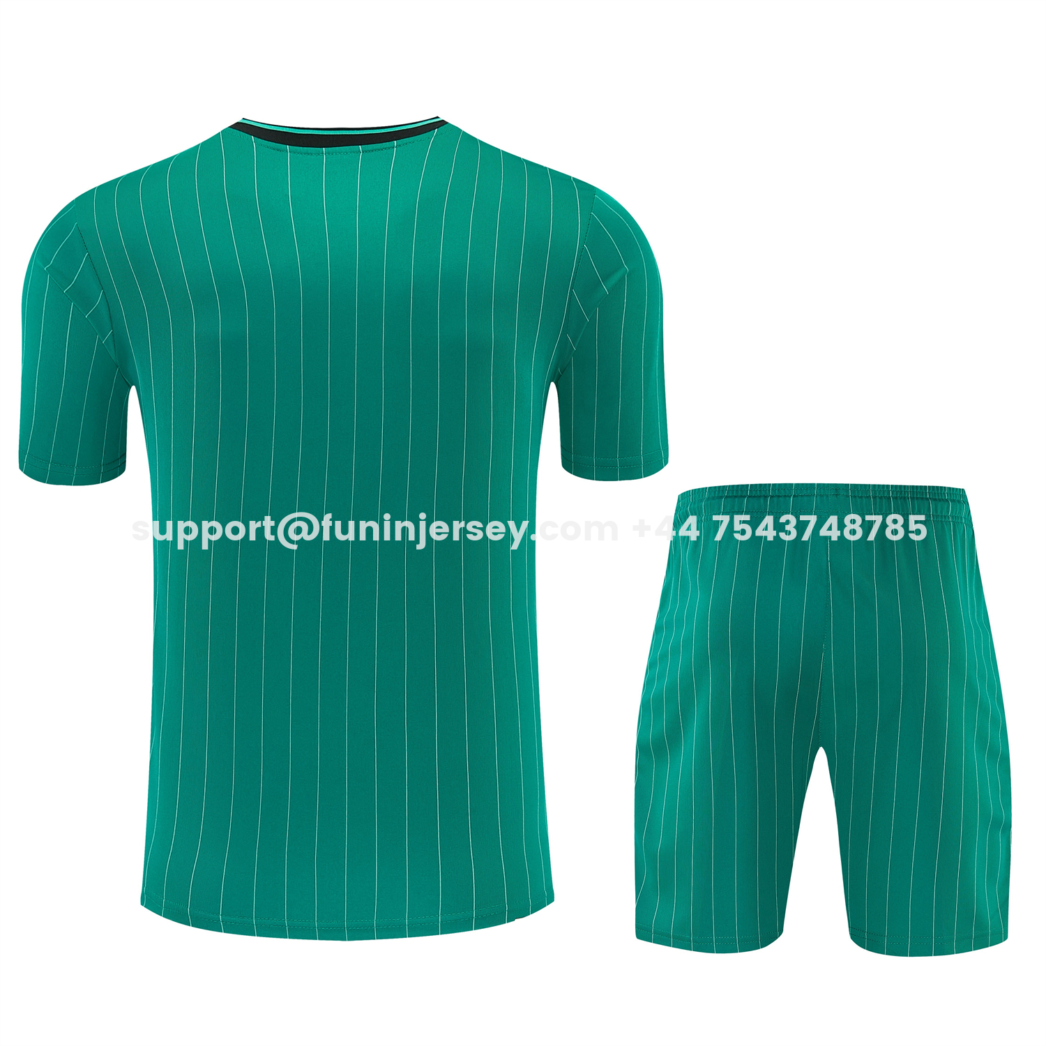 Funinjersey-Liver.pool 25-26 Retro Style Short-Sleeve Training Set - Green With White Stripes Top & Pants