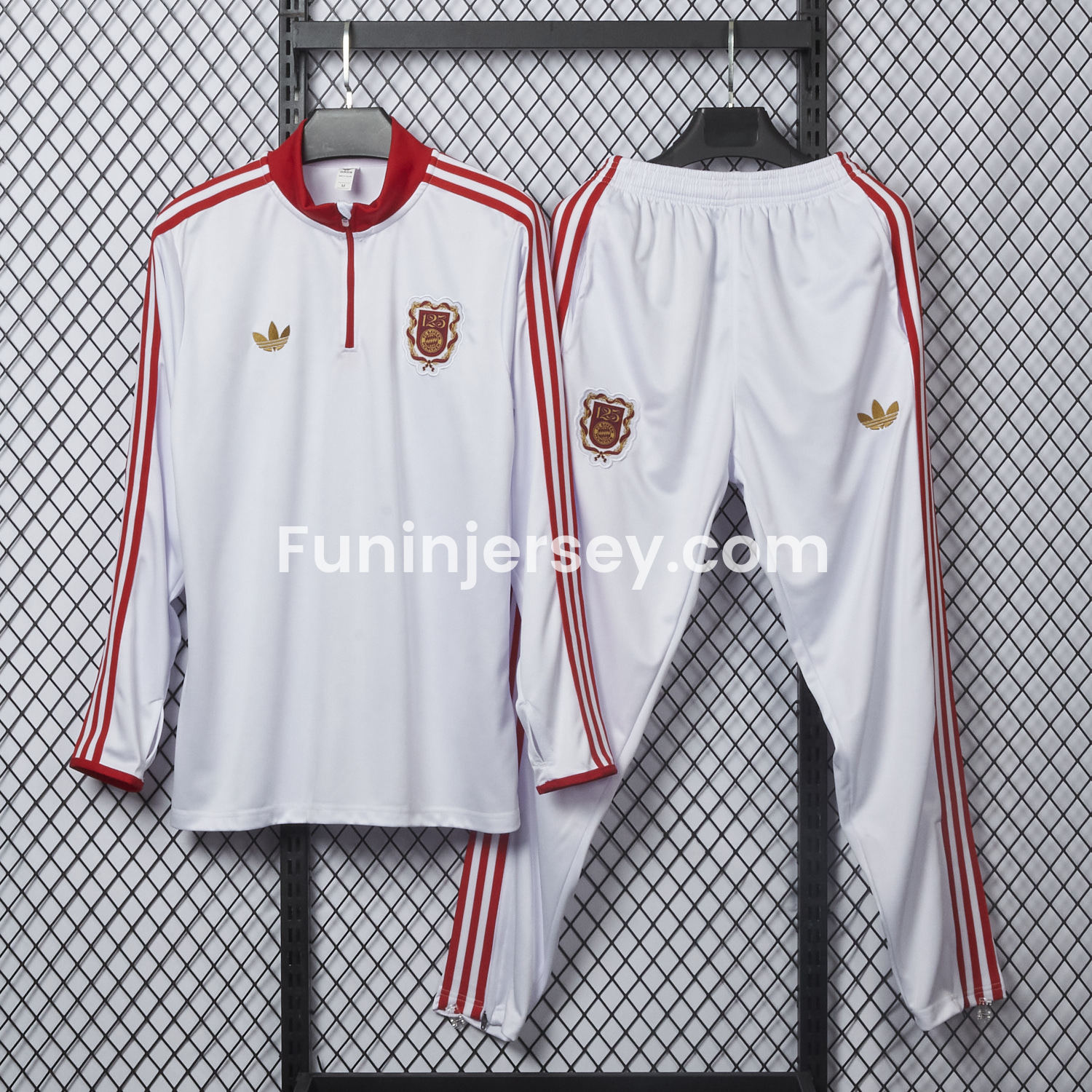 Funinjersey-Bayern Munich 2025 125th Anniversary 1/4-Zip Long Sleeves Training Set - White
