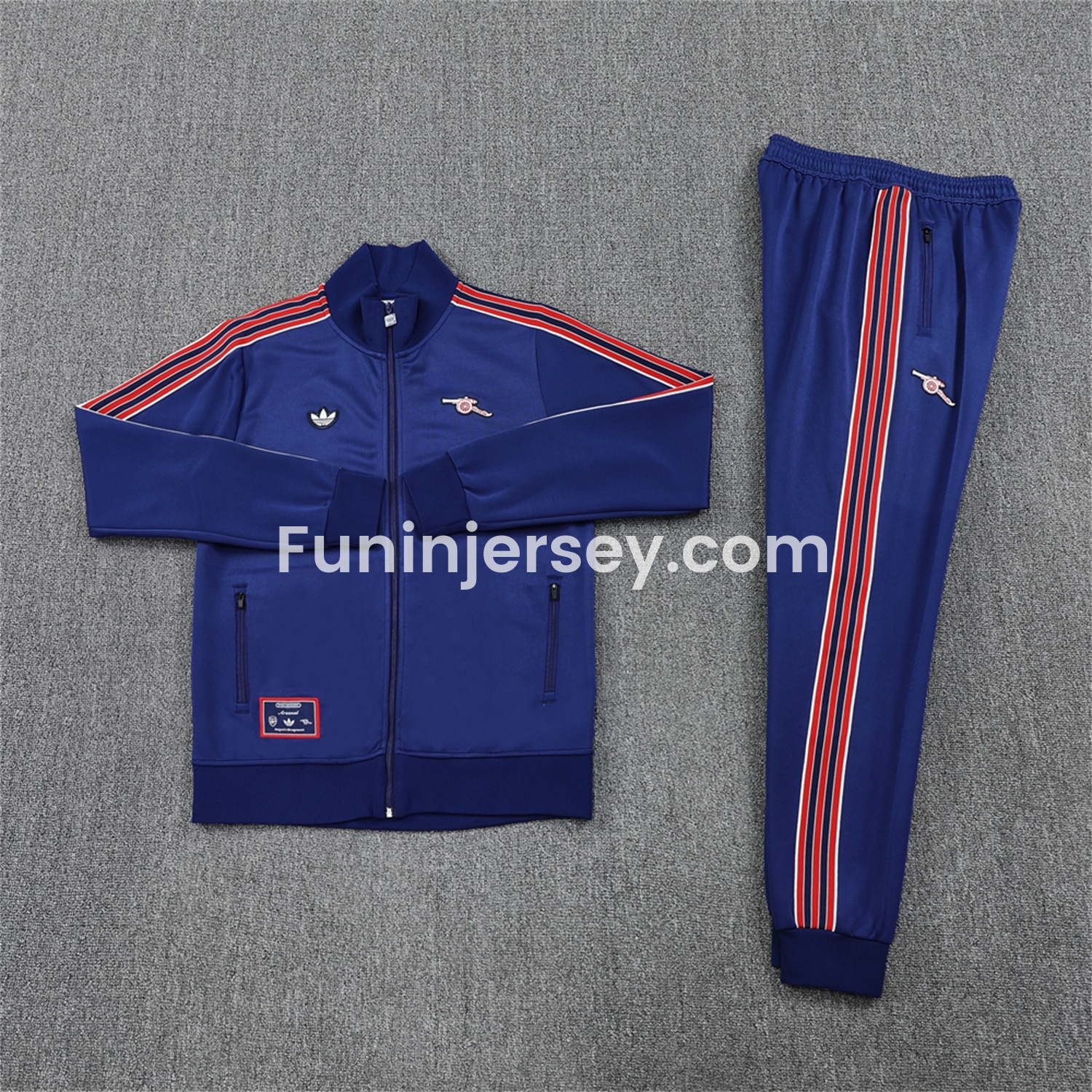 Funinjersey-Arsenal 25-26 Throwback Trefoil Jacket Training Tracksuit - Royal Blue Jackets & Pants