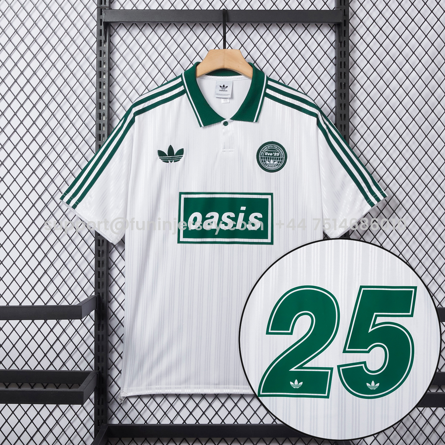 Funinjersey-Bohemian 25-26 Oasis Originals Tour Light White Jersey With Number 25 - Fans Version