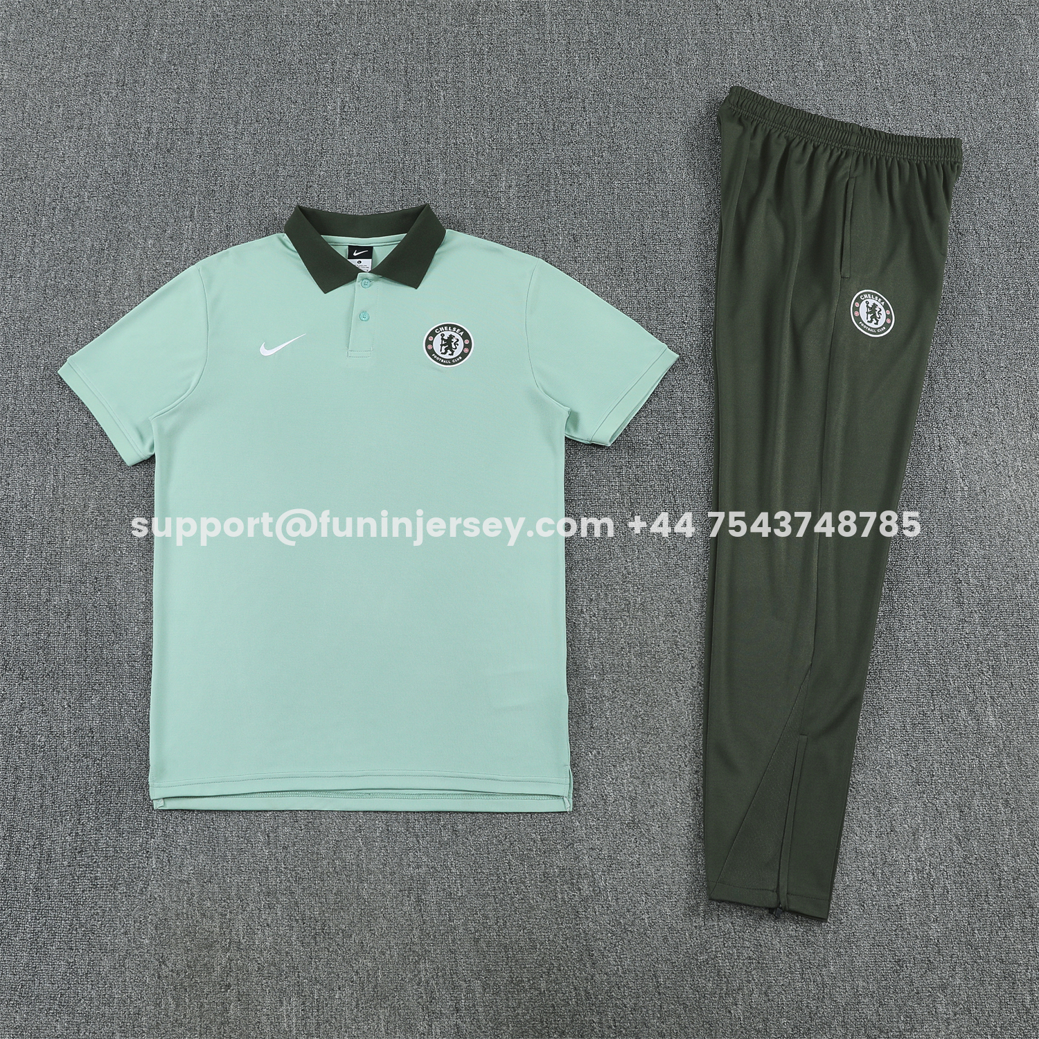 Funinjersey-C.H.E.L.S.E.A 25-26 POLO Short-Sleeve Training Set - Light Green Top and Dark Green Pants