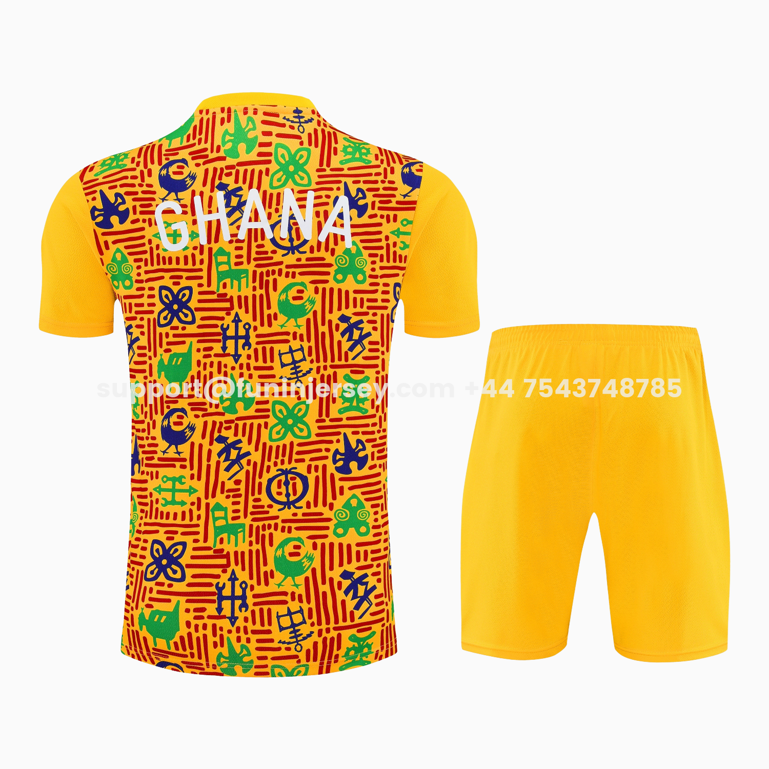 Funinjersey-Ghana 2026 Short-Sleeve Training Set - Yellow Top and Shorts