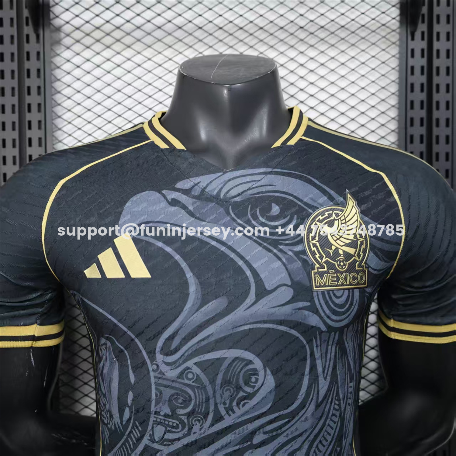 Funinjersey-Mexico 25-26 Grey Eagle Sketch Black Gold Special Jersey - Player Version