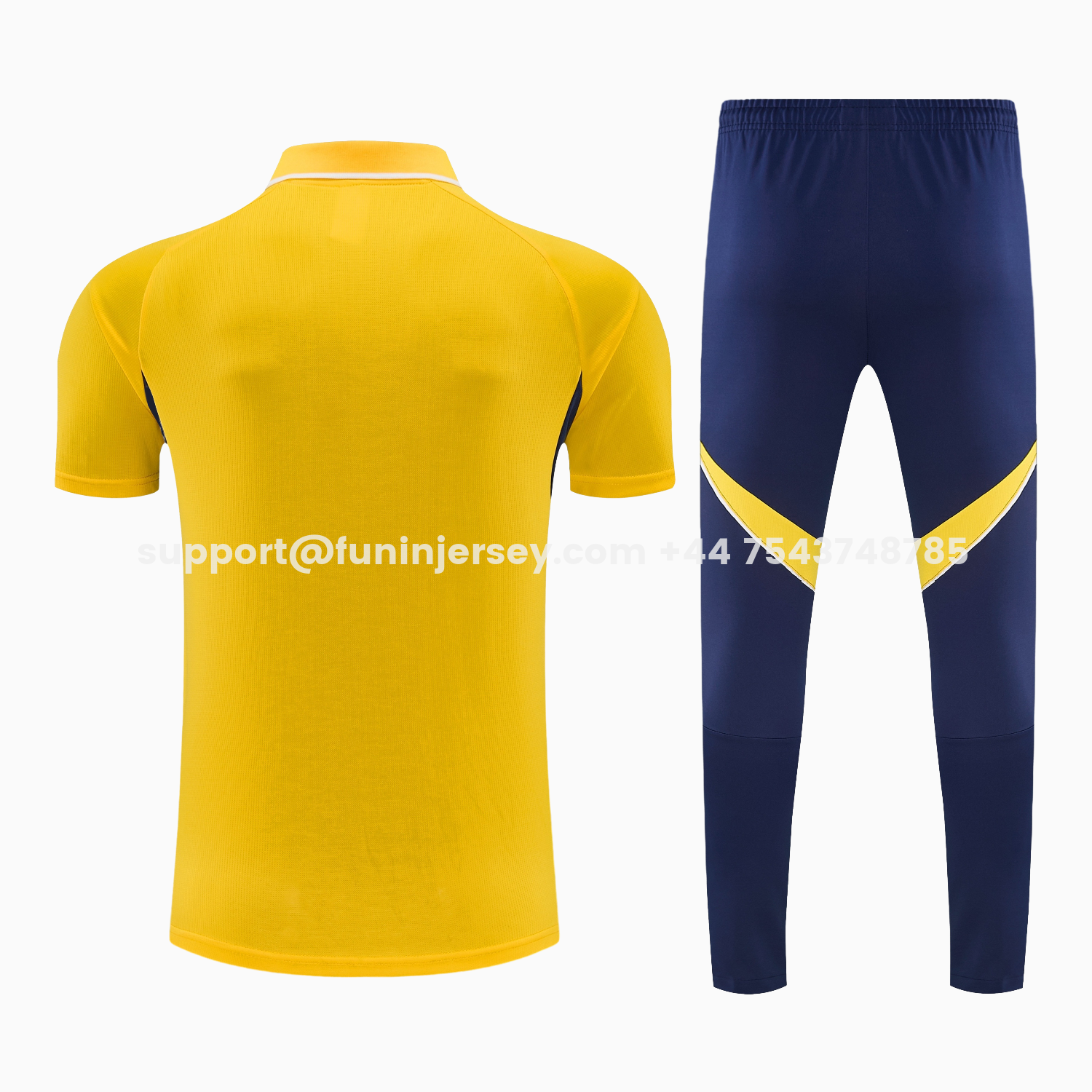 Funinjersey-Boca Juniors 25-26 POLO Short-Sleeve Training Set - Yellow Top and Dark Blue Pants