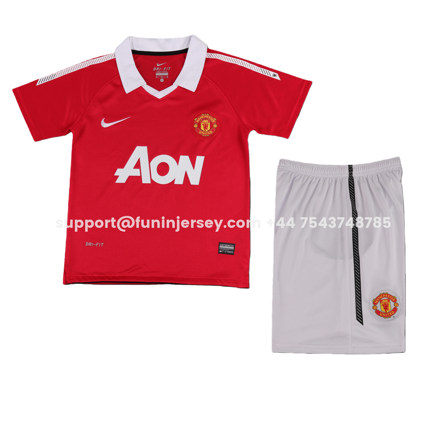 Funinjersey-Retro Manchester United 2010-11 Home Kids Kit