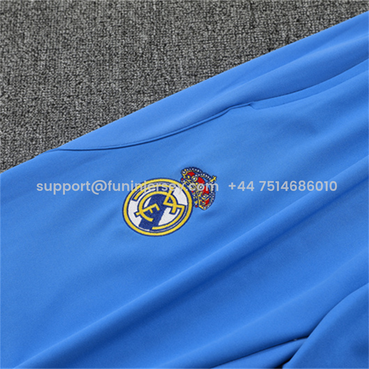 Funinjersey-Real Madrid 25-26 Long Sleeve Training Set - White Top & Blue Pants