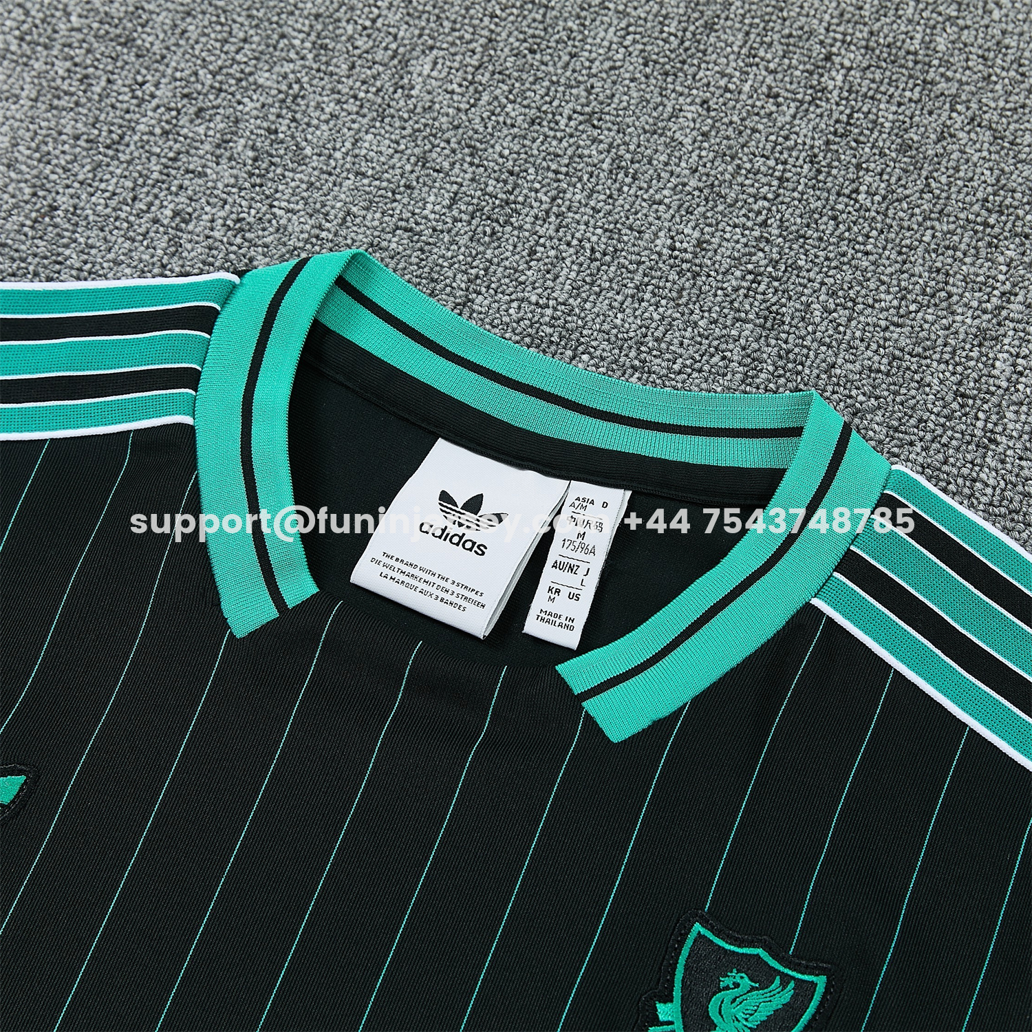 Funinjersey-Liver.pool 25-26 Retro Style Vest Training Set - Black With Turquoise Stripes Top & Pants