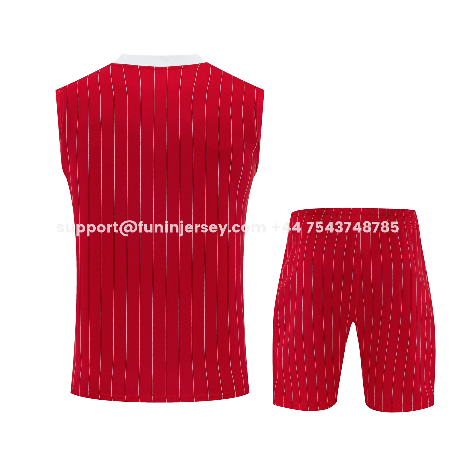 Funinjersey-Manchester United 25-26 Retro Style Vest Training Set - Red With White Stripes Top & Pants